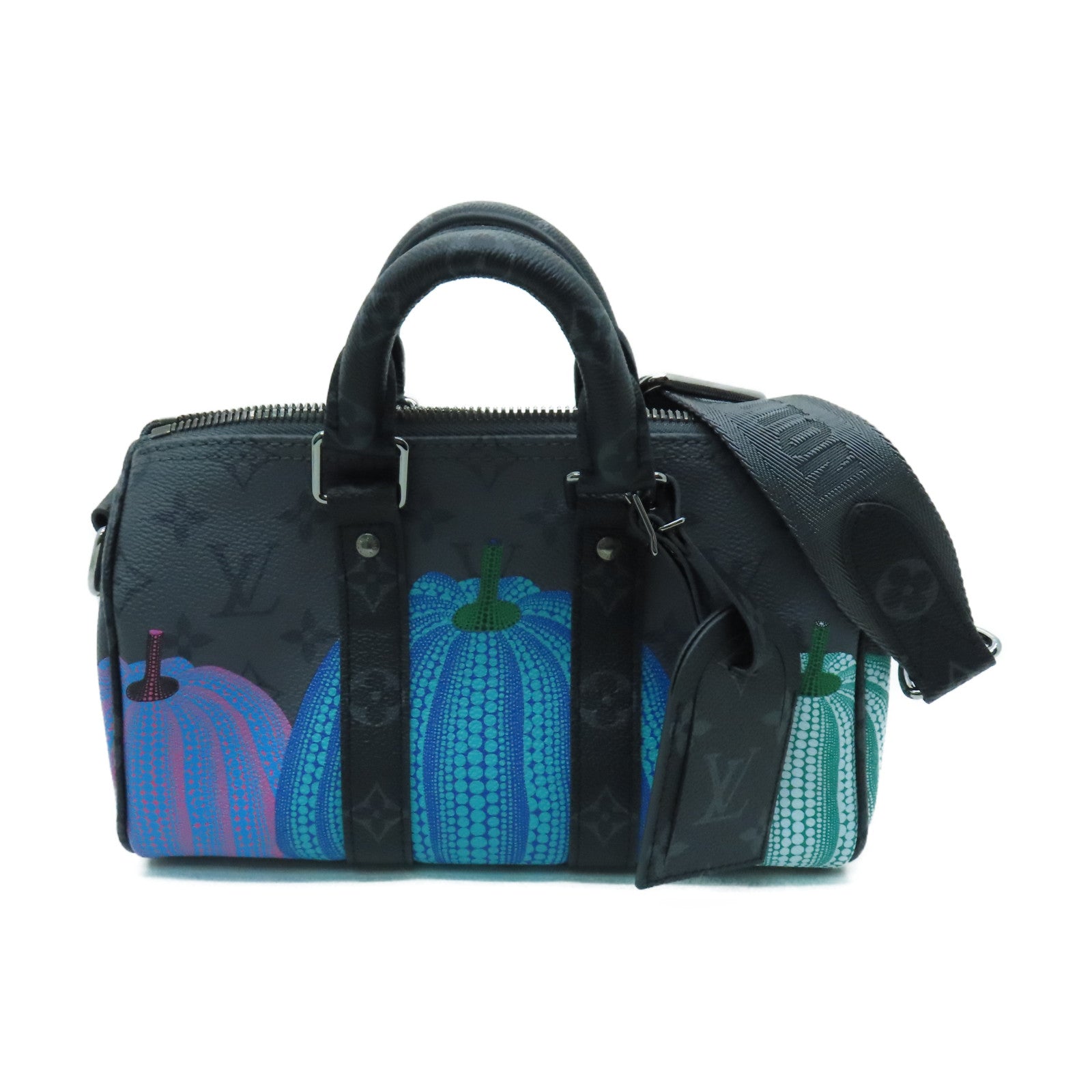 LOUIS VUITTON Monogram Eclipse YK Keepall 25银扣手挽肩背两用袋灰色/多色