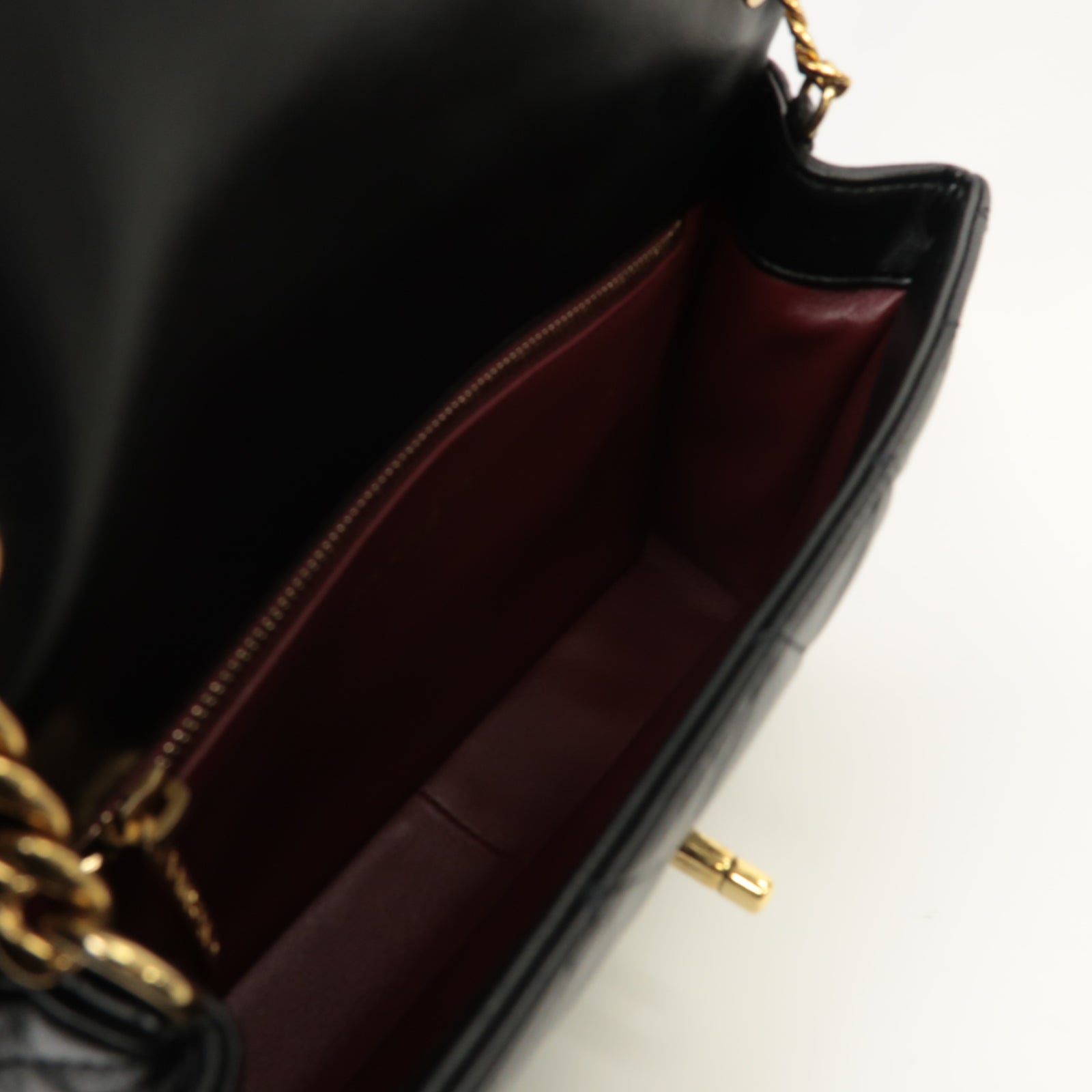 CHANEL 菱格羊皮皮革Chain Shoulder Bag金扣鏈帶肩背袋黒色