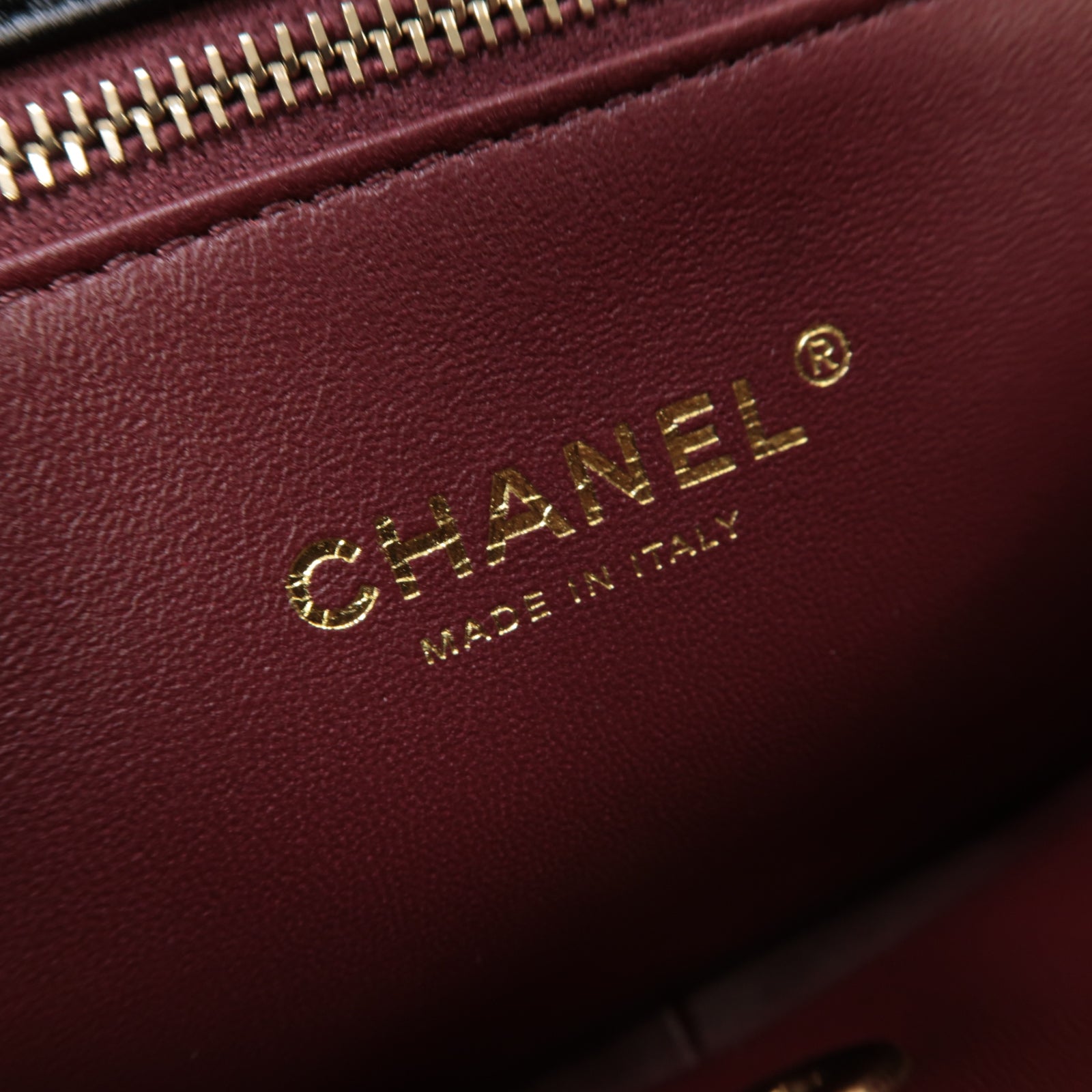 CHANEL 菱格羊皮皮革Chain Shoulder Bag金扣鏈帶肩背袋黒色
