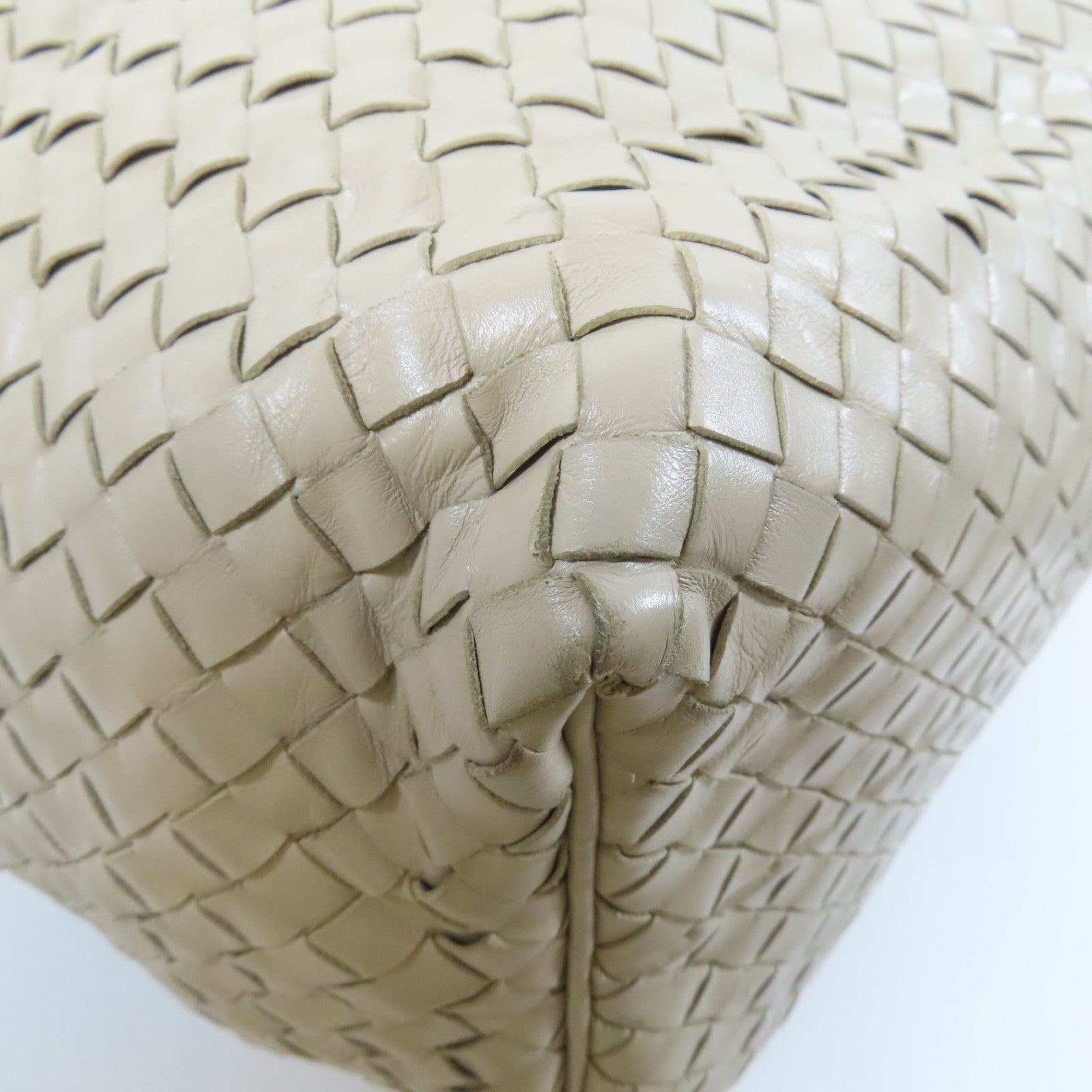 BOTTEGA VENETA 織紋牛皮皮革Shoulder Bag銀扣肩背袋米色