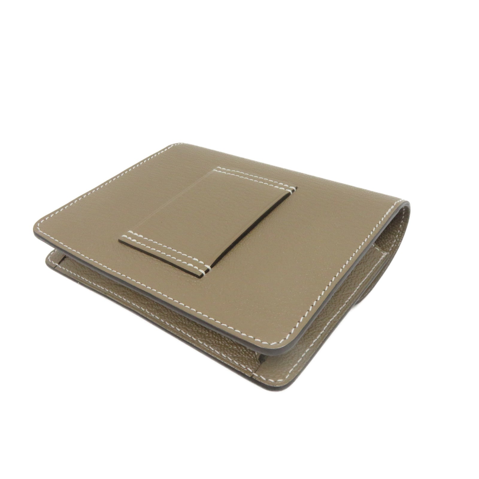HERMES Chevre皮革金扣Roulis slim wallet钱包啡色