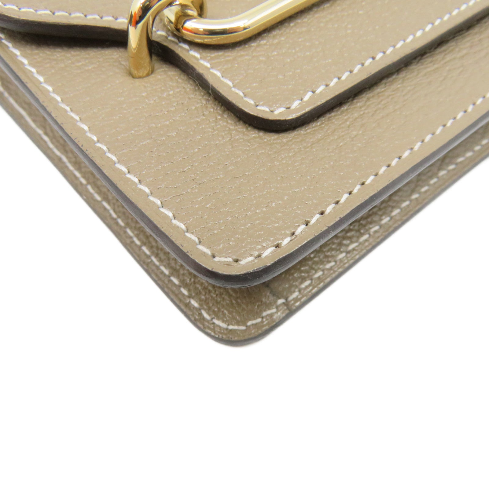 HERMES Chevre皮革金扣Roulis slim wallet钱包啡色
