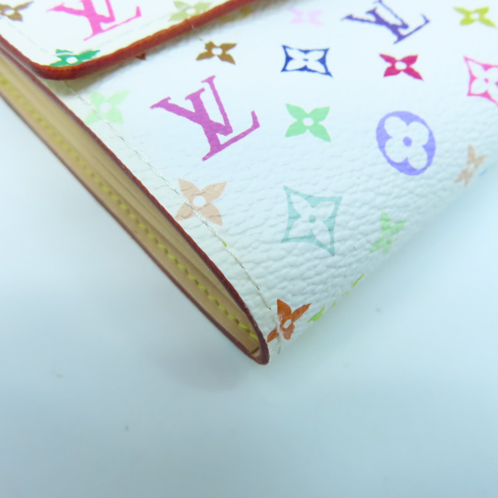 LOUIS VUITTON Monogram Multicolore Portefeuille Sarah Wallet金扣長錢包白色