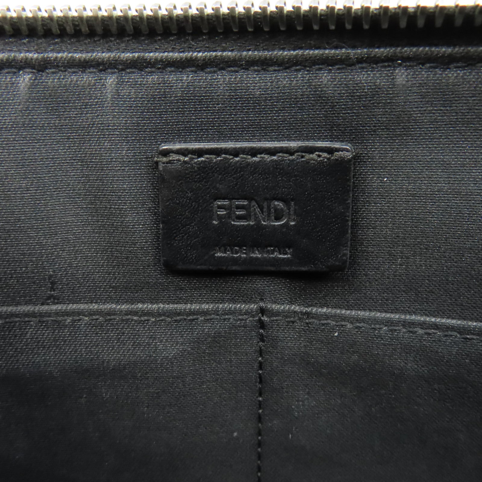 FENDI 塗層帆布/牛皮皮革Clutch Bag銀扣手拿包碳灰色/黑色/黃色