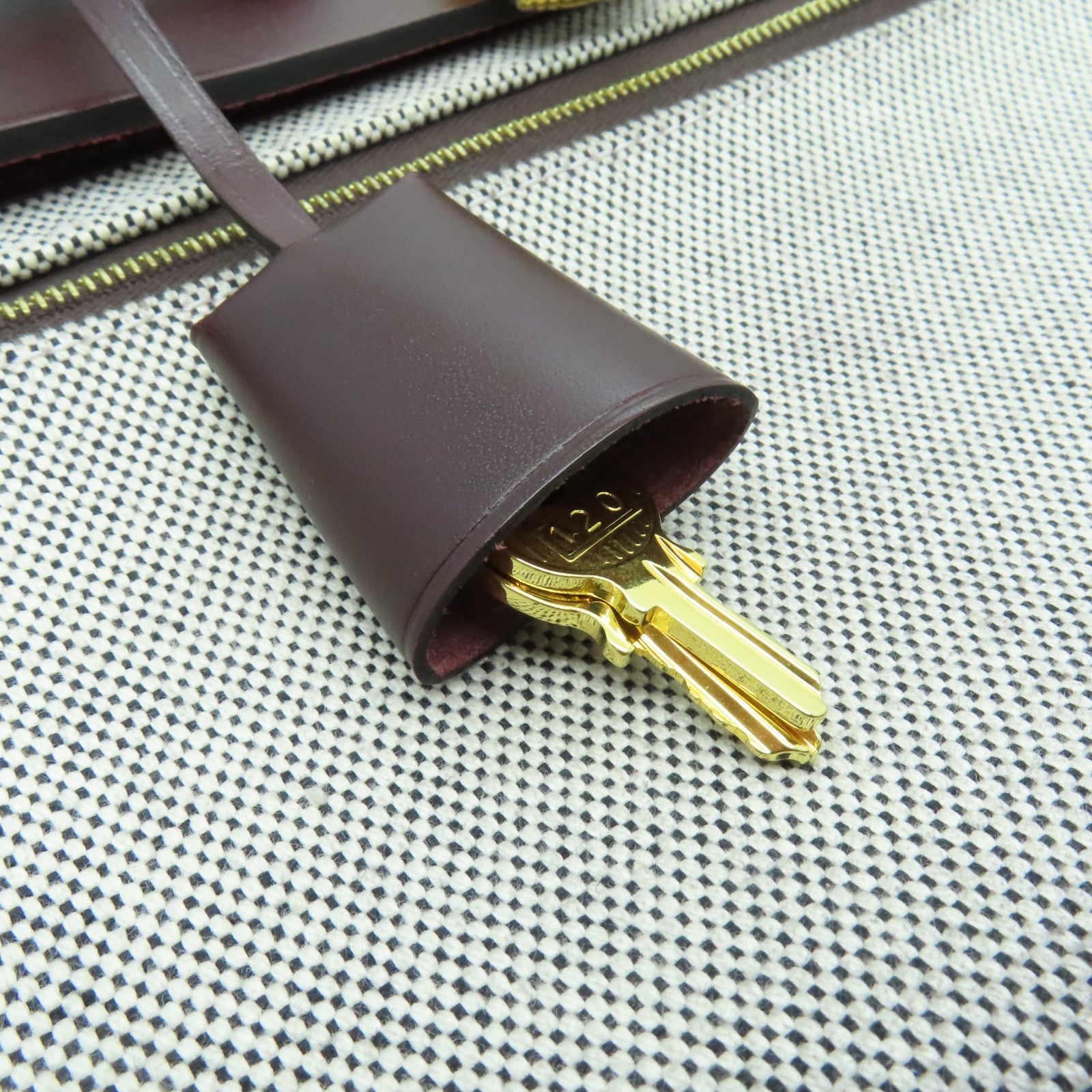 HERMES Canvas Herbag PM Gold Buckle Hand Shoulder Dual-purpose Bag Wine Red