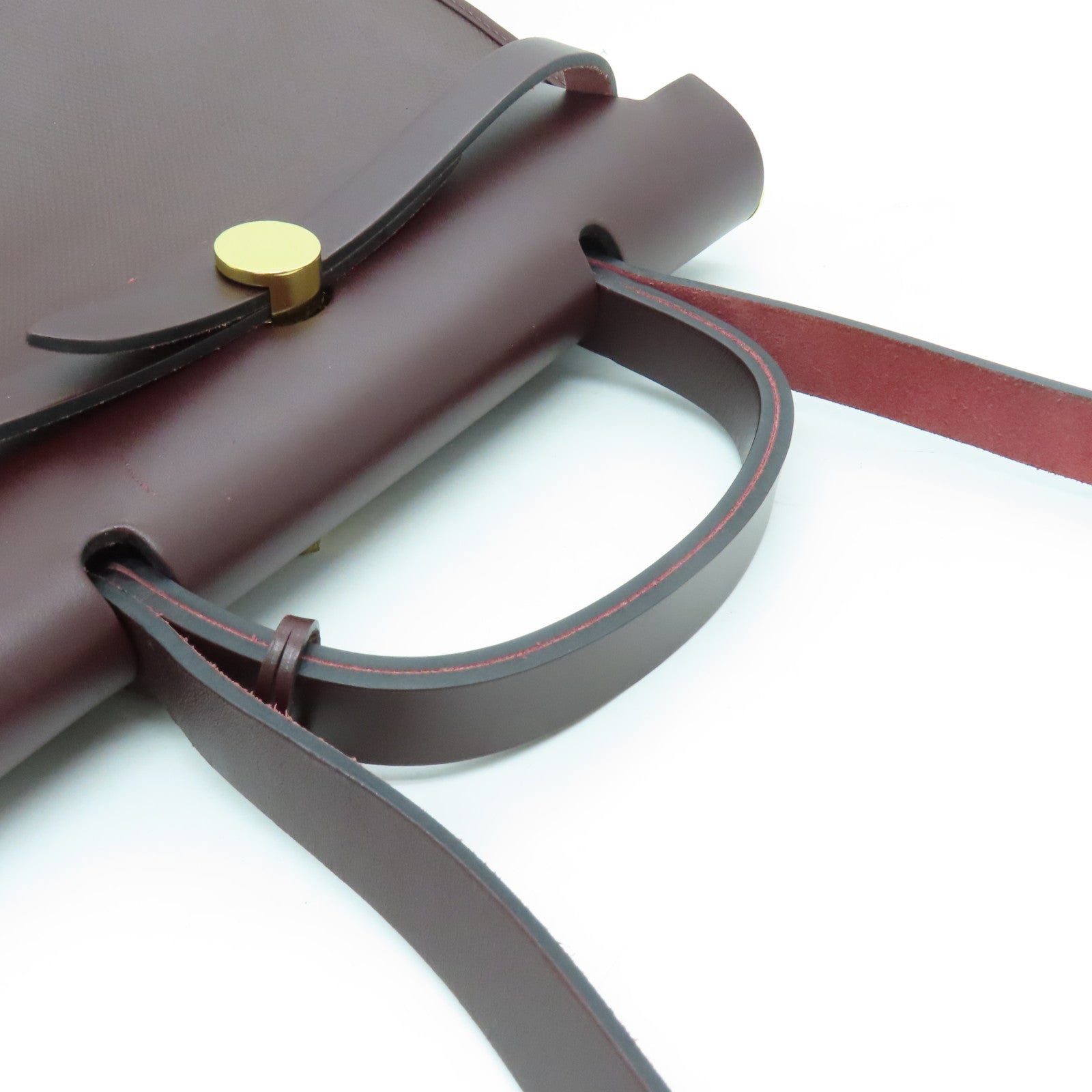HERMES Canvas Herbag PM Gold Buckle Hand Shoulder Dual-purpose Bag Wine Red