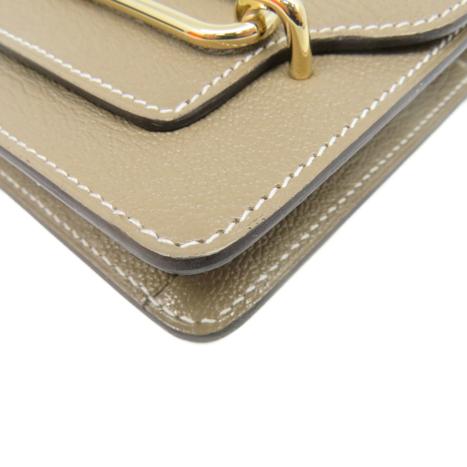 HERMES Chevre皮革金扣Roulis slim wallet钱包啡色