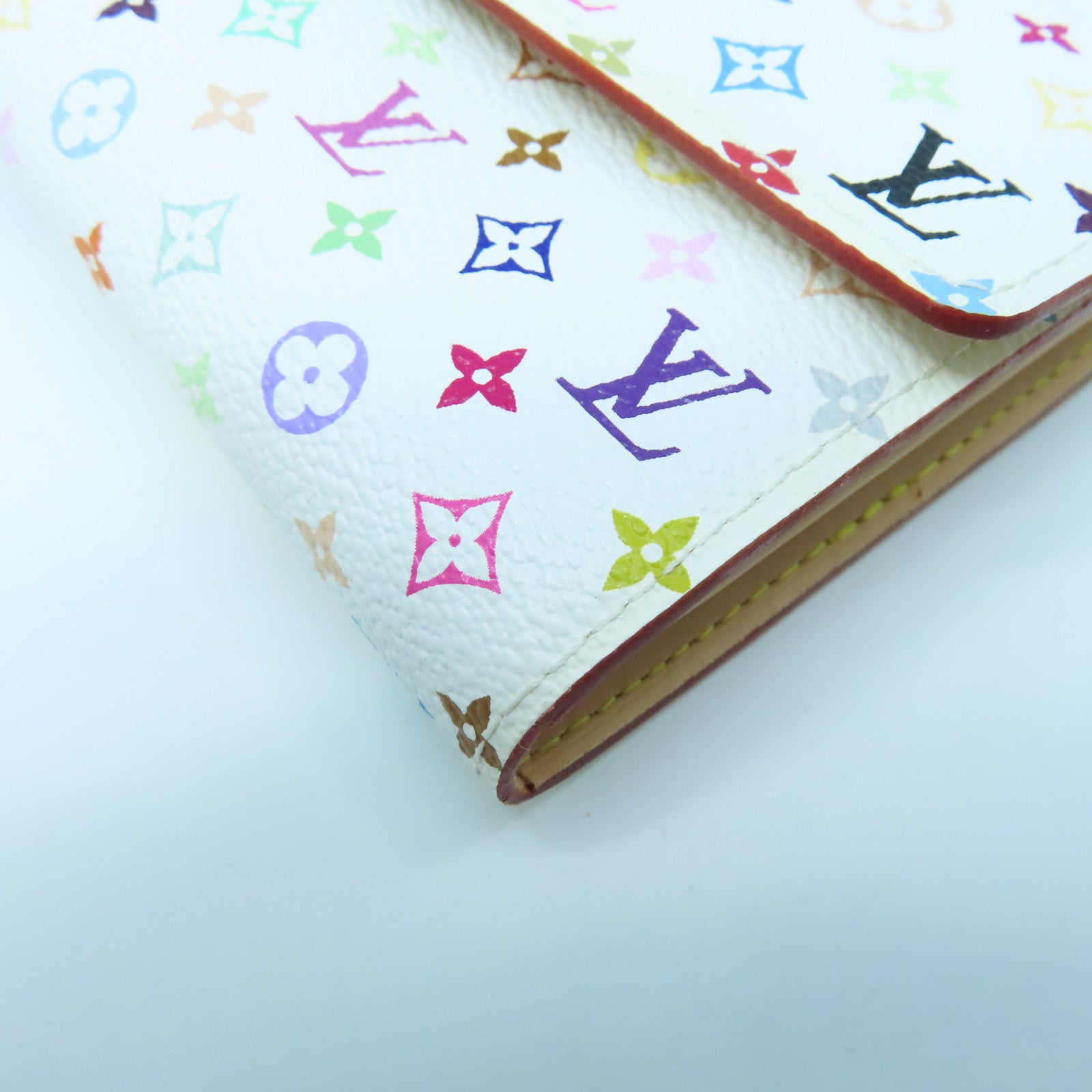 LOUIS VUITTON Monogram Multicolore Portefeuille Sarah Wallet金扣長錢包白色