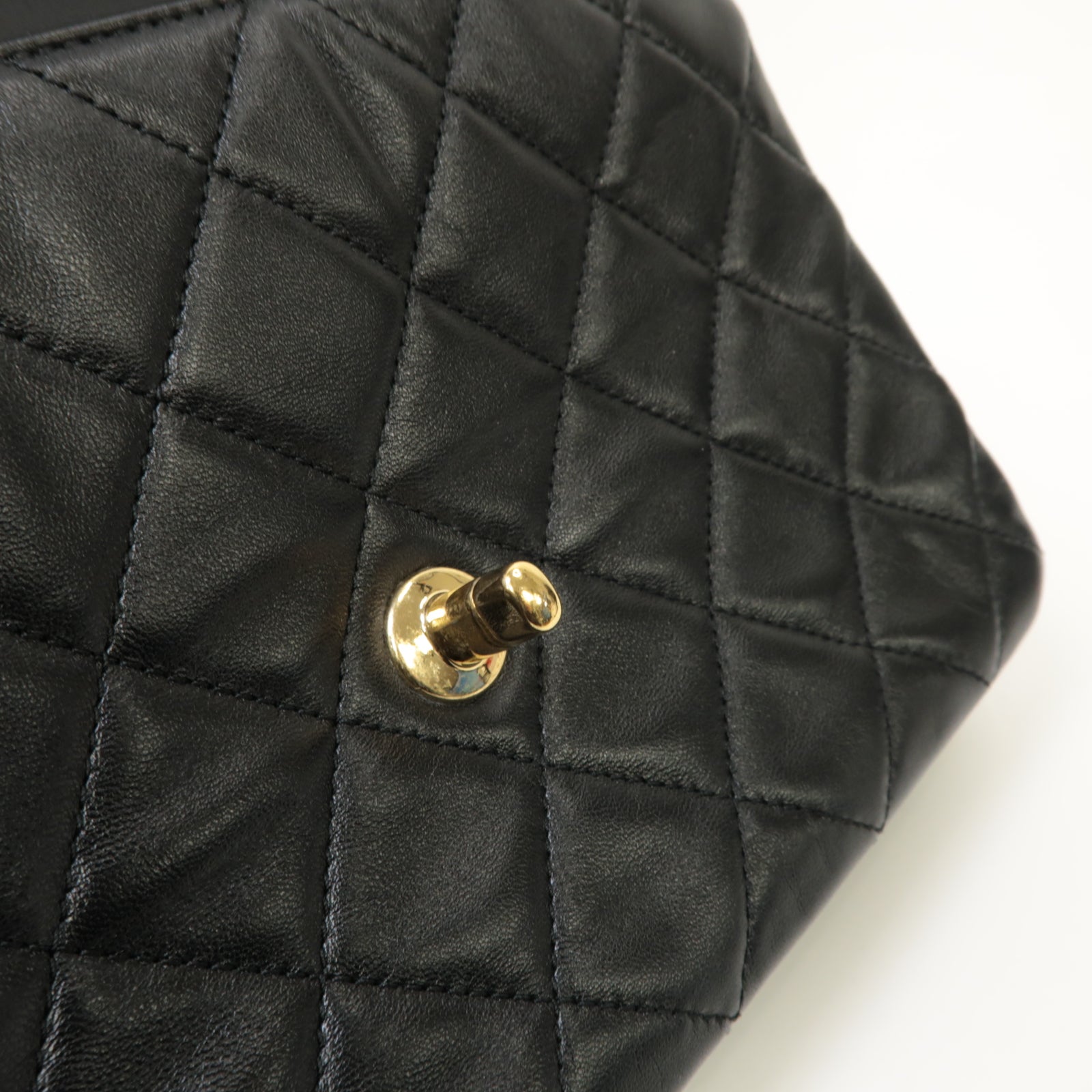 CHANEL 菱格羊皮皮革Chain Shoulder Bag金扣鏈帶肩背袋黒色