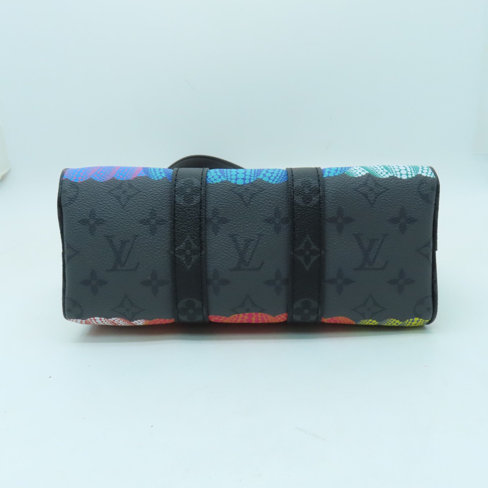 LOUIS VUITTON Monogram Eclipse YK Keepall 25银扣手挽肩背两用袋灰色/多色
