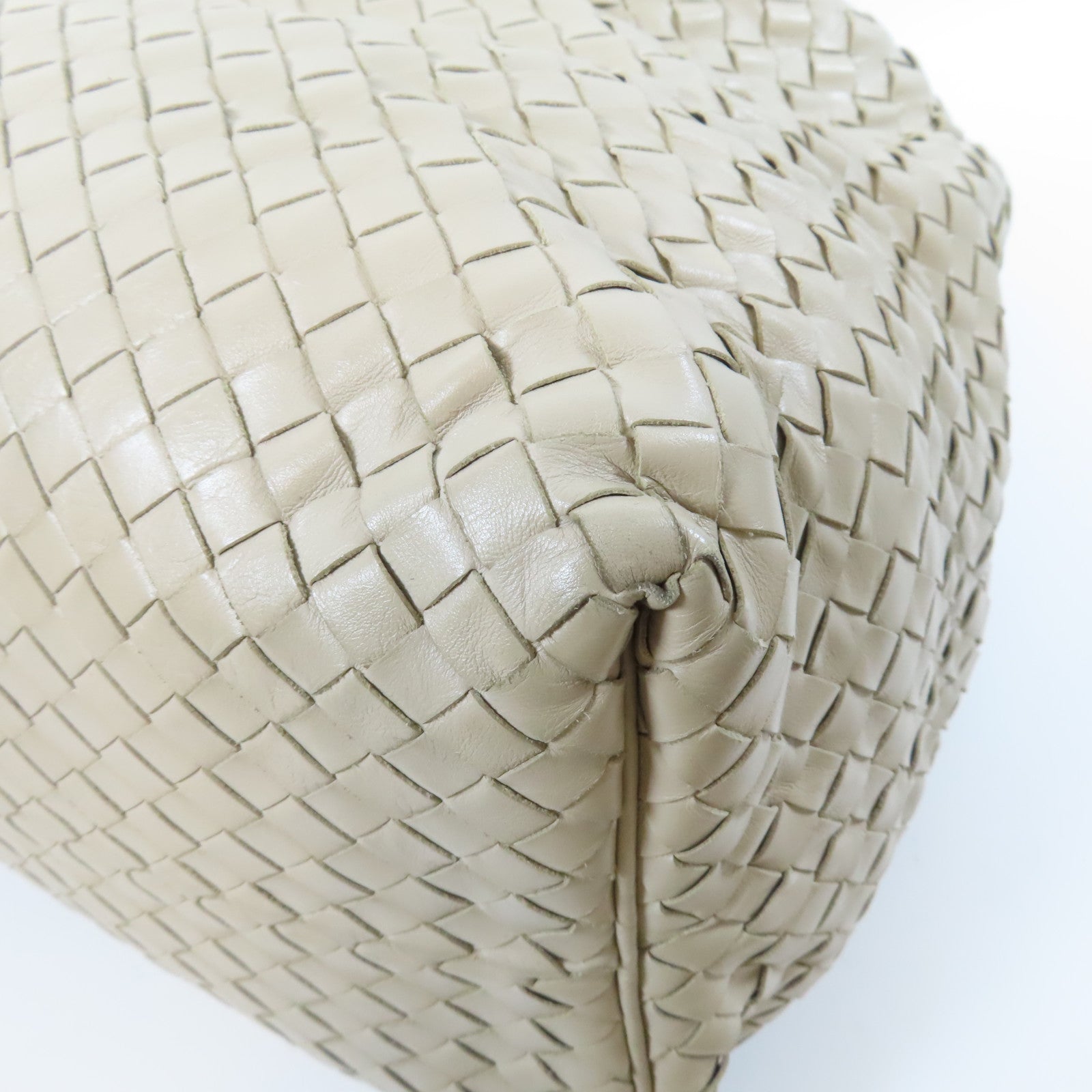 BOTTEGA VENETA 織紋牛皮皮革Shoulder Bag銀扣肩背袋米色