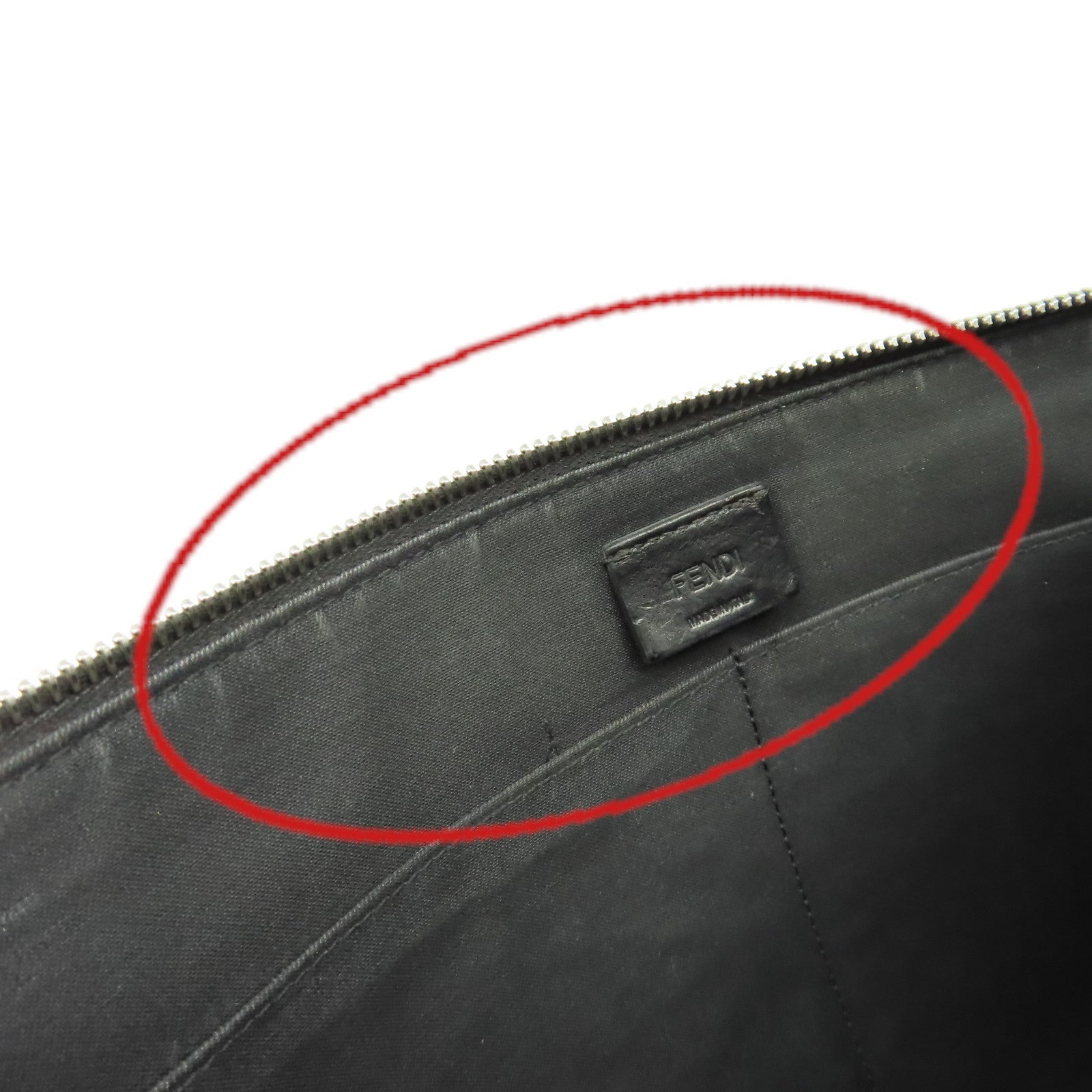 FENDI 塗層帆布/牛皮皮革Clutch Bag銀扣手拿包碳灰色/黑色/黃色