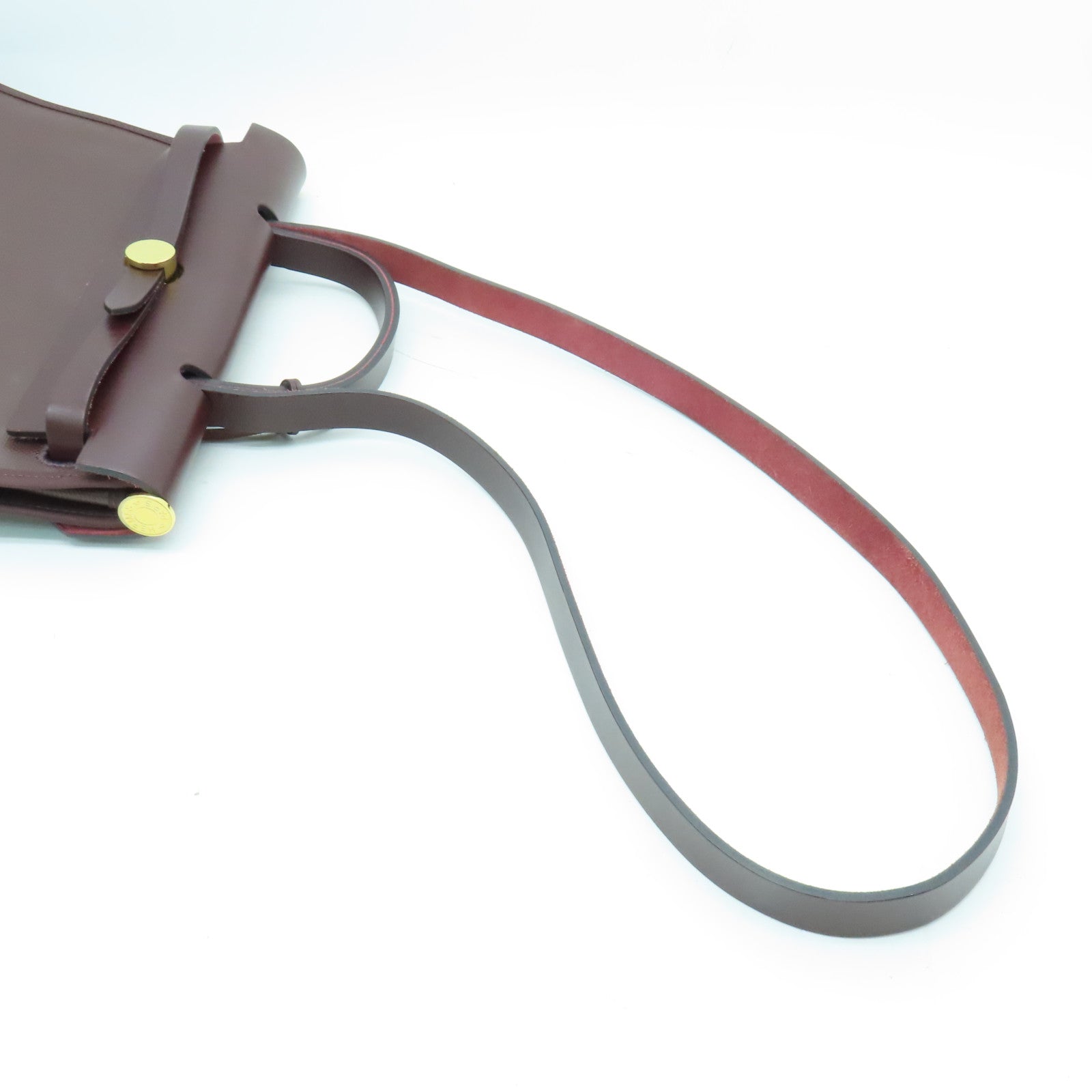 HERMES Canvas Herbag PM Gold Buckle Hand Shoulder Dual-purpose Bag Wine Red