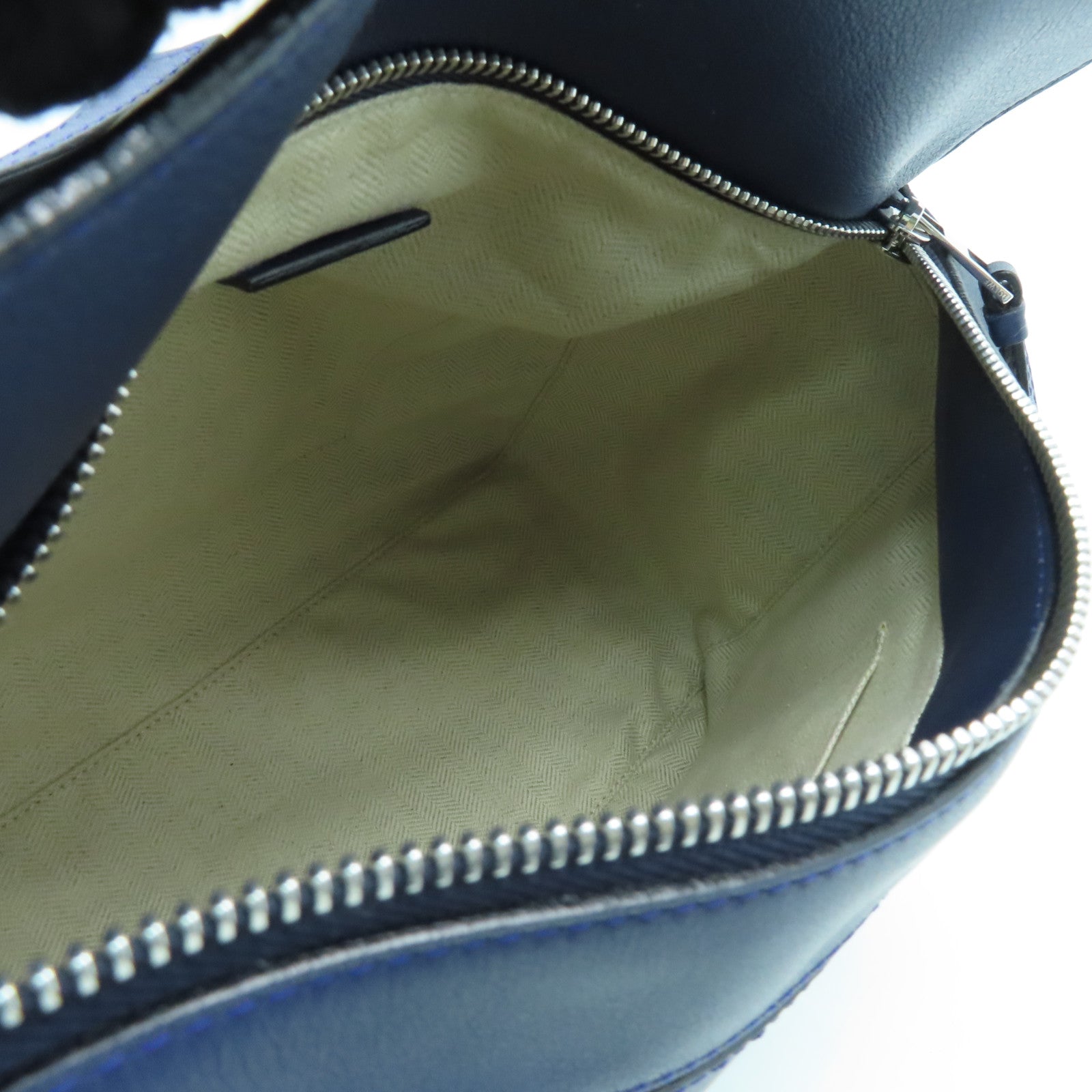 LOEWE cowhide leather Puzzle Bag silver buckle handle shoulder bag blue