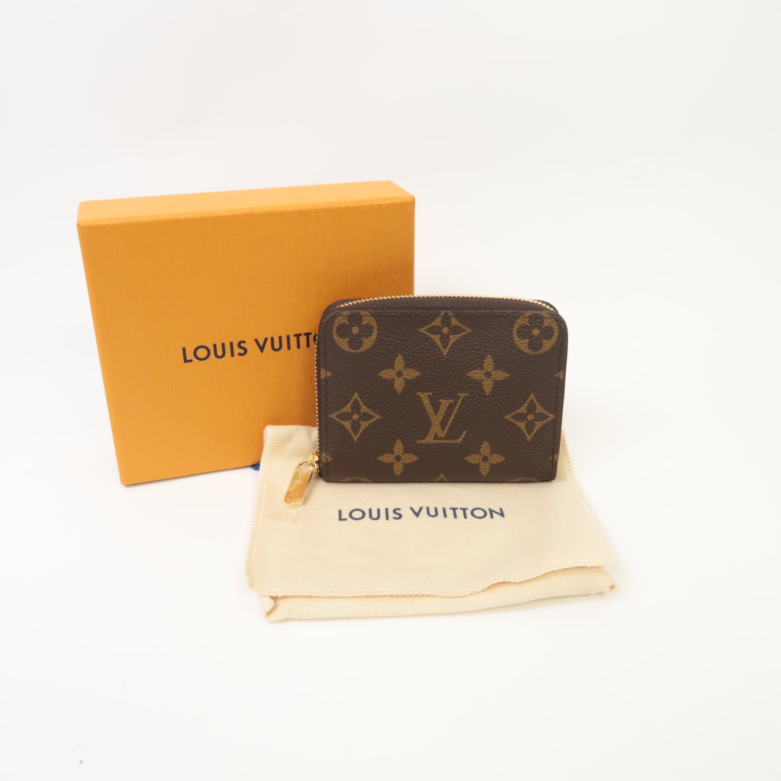 LOUIS VUITTON Monogram Zippy Coin Case金扣零錢包棕色