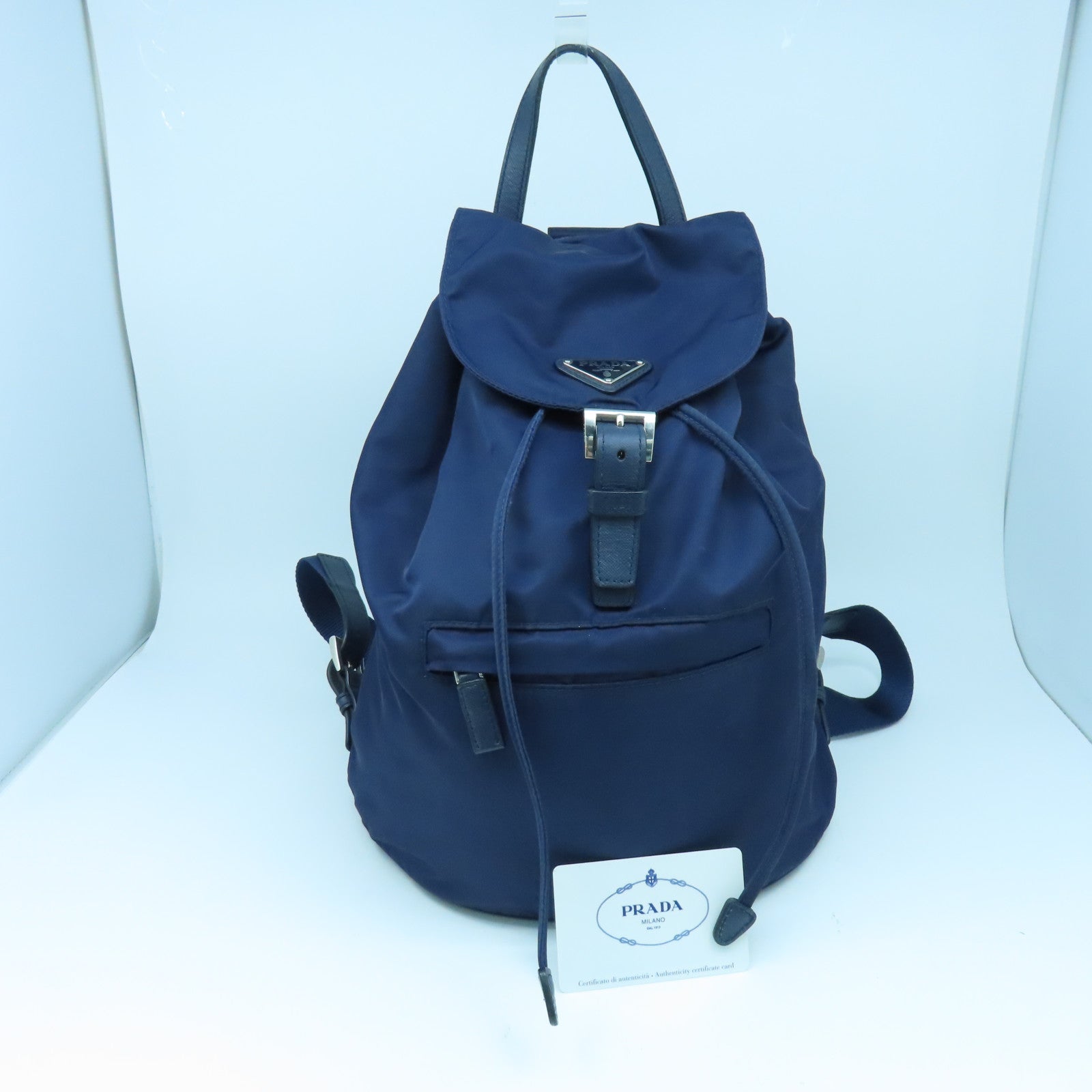 PRADA 尼龙Backpack银扣背包深蓝色