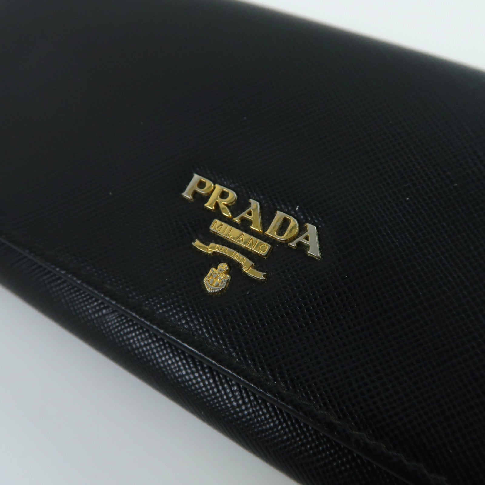 PRADA Saffiano皮革Long Wallet金扣長錢包黑色