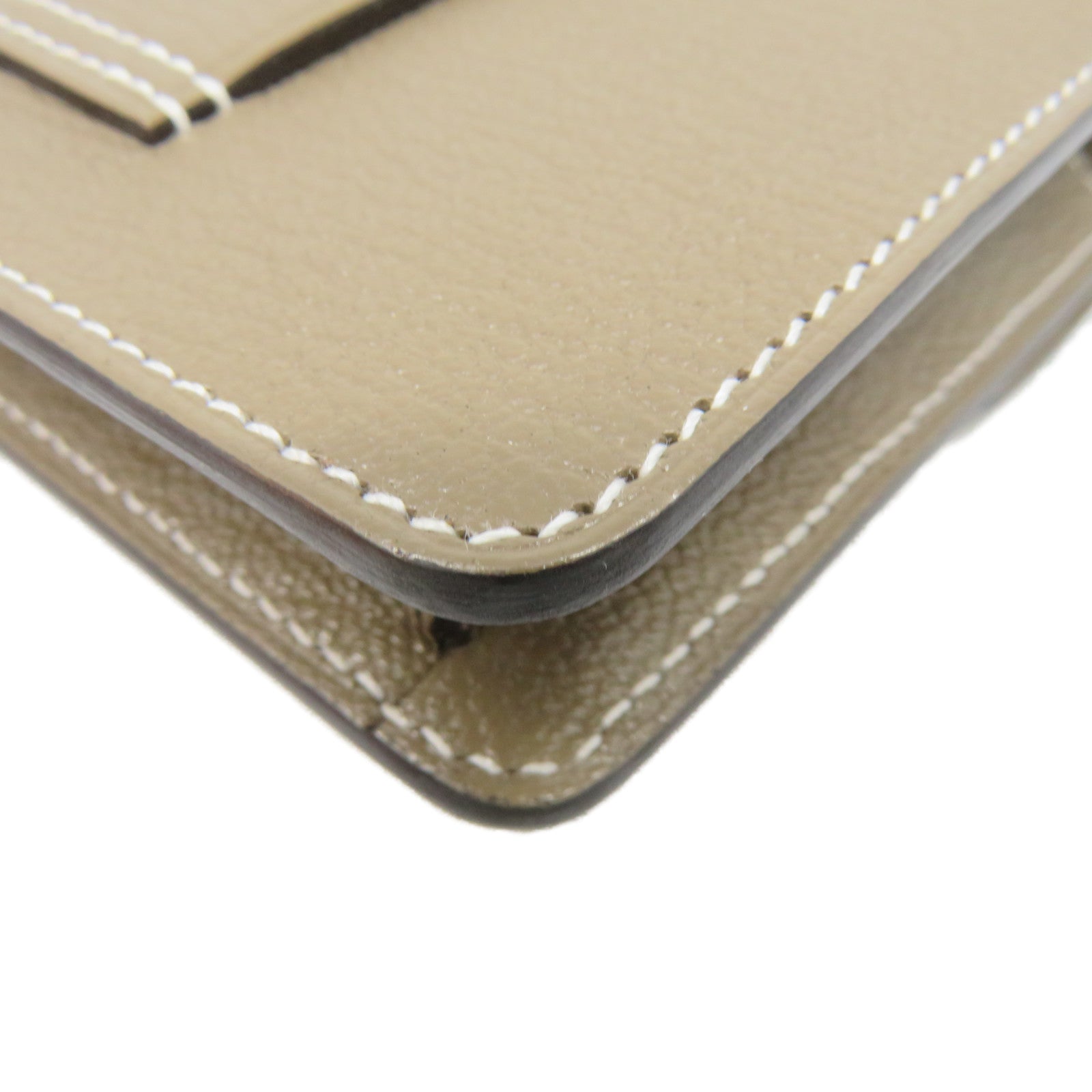 HERMES Chevre皮革金扣Roulis slim wallet钱包啡色