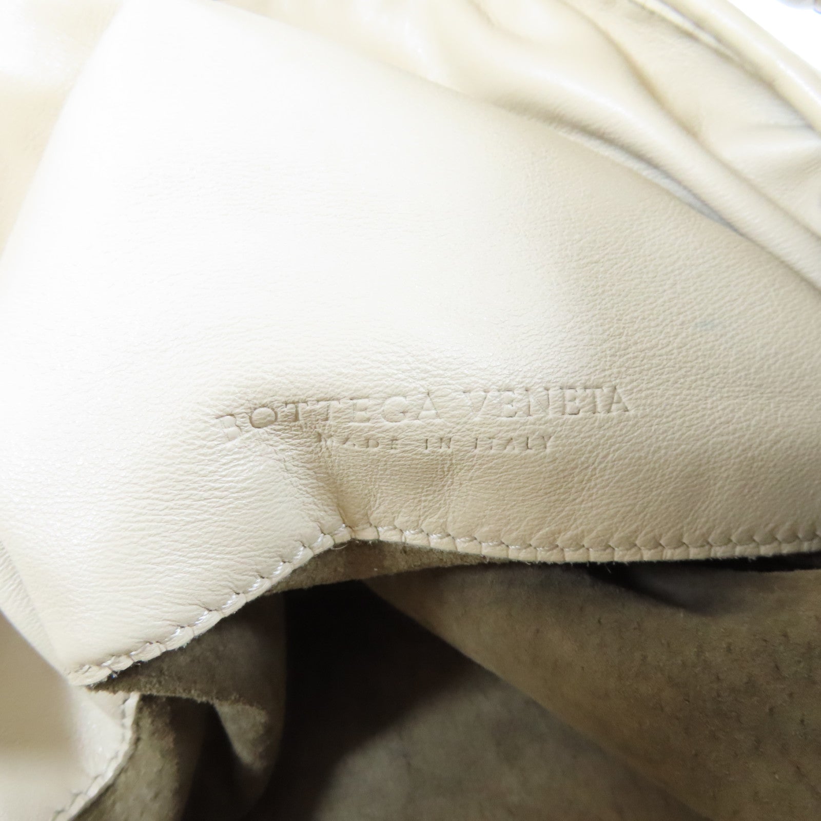 BOTTEGA VENETA 織紋牛皮皮革Shoulder Bag銀扣肩背袋米色