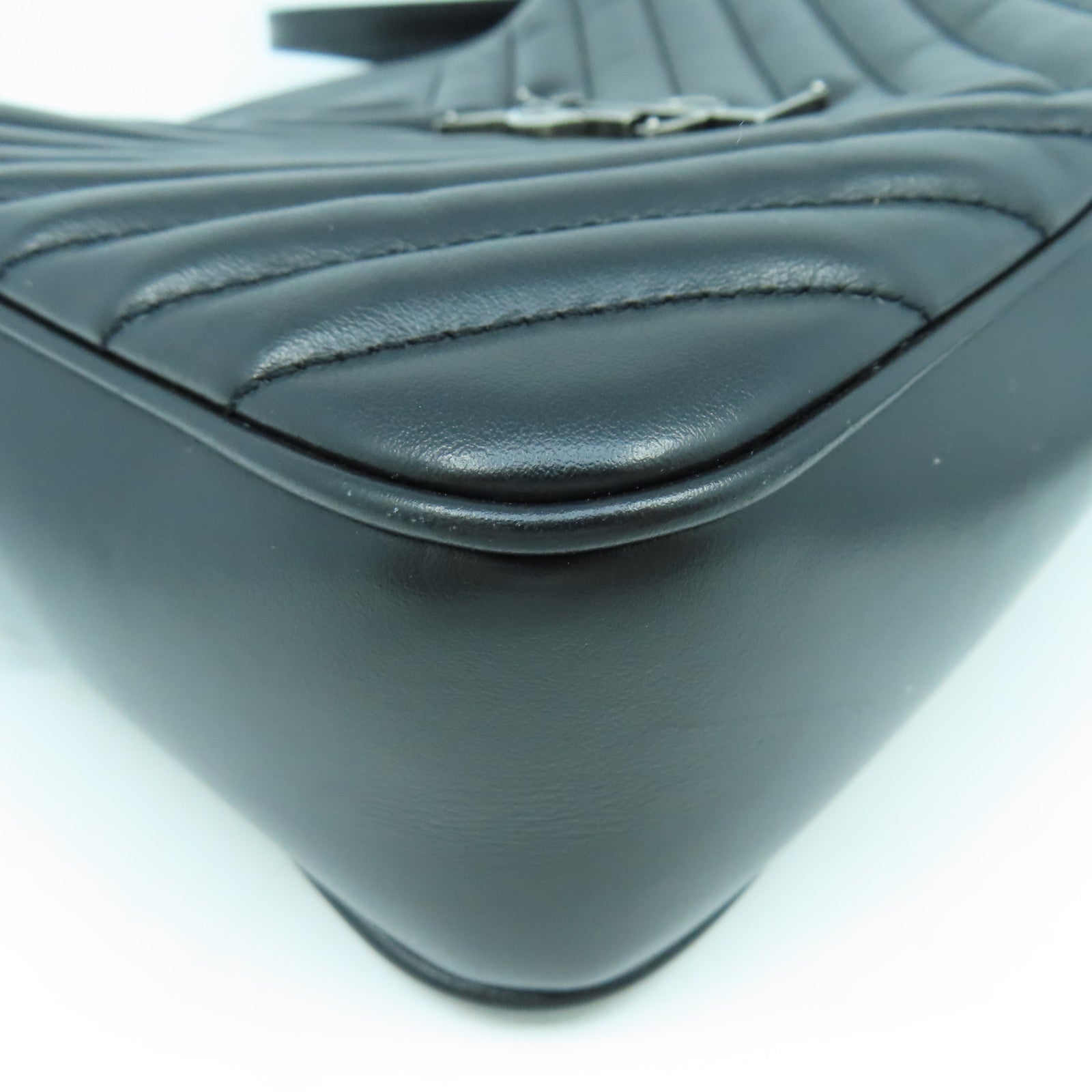 SAINT LAURENT 牛皮皮革Shoulder Bag銀扣肩背袋黑色