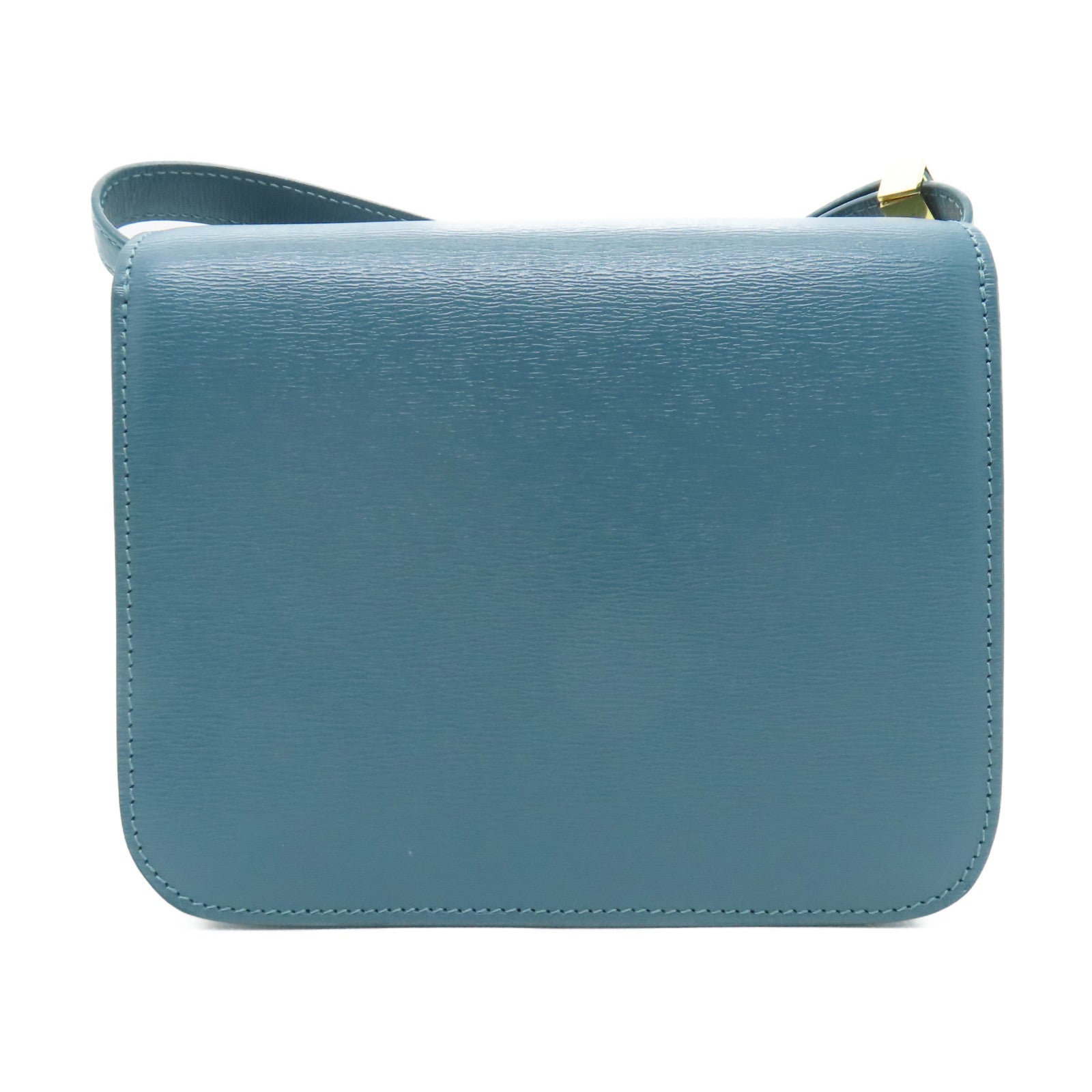 CELINE 牛皮皮革Classic Box金扣肩背袋藍綠色