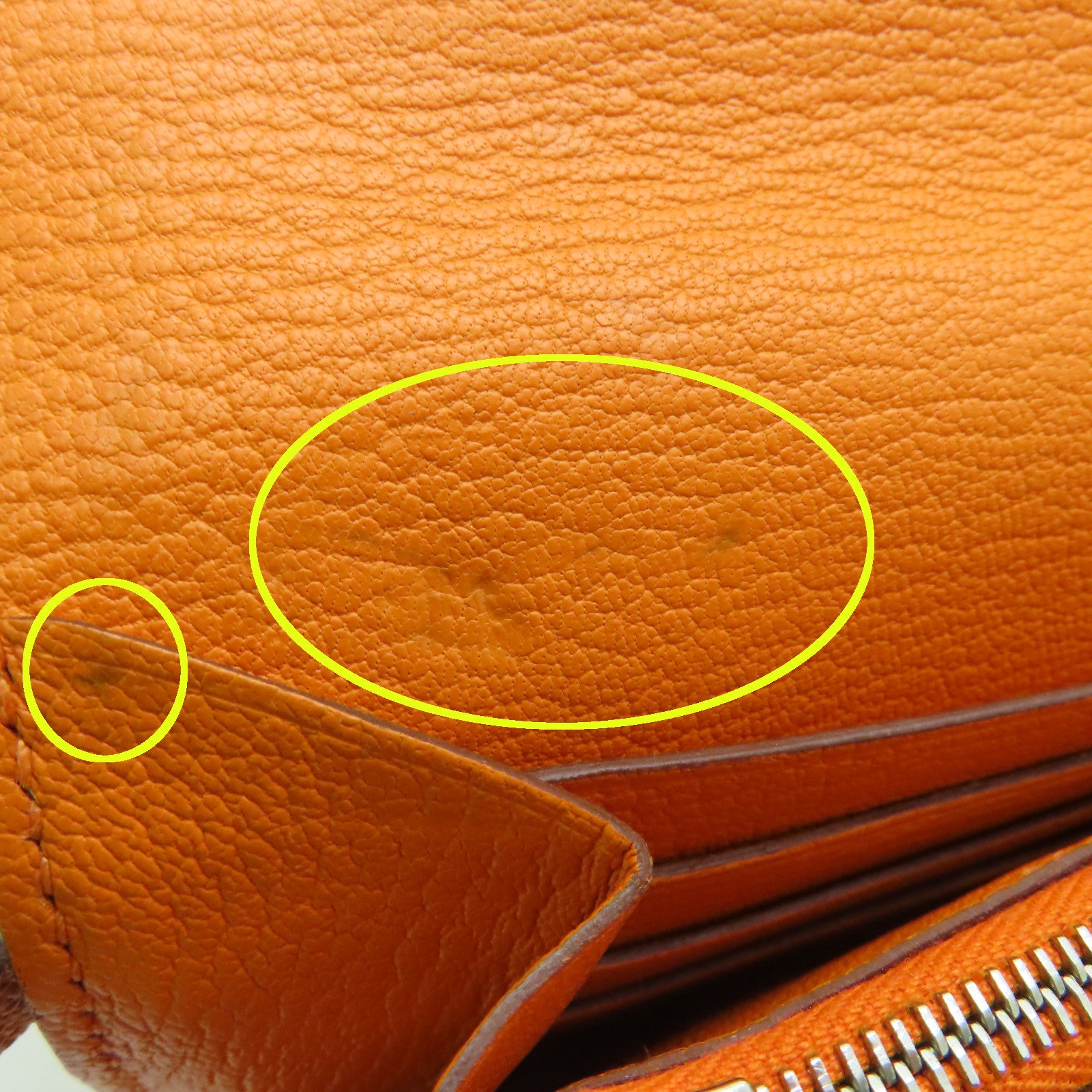HERMES Chevre皮革Kelly Wallet銀扣長錢包橙色