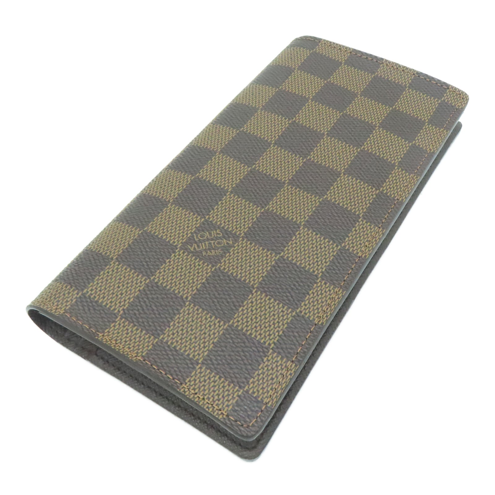 LOUIS VUITTON Damier Brazza金扣长钱包啡色