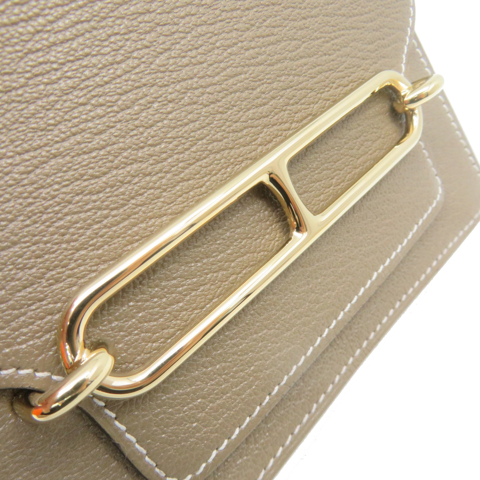 HERMES Chevre皮革金扣Roulis slim wallet钱包啡色