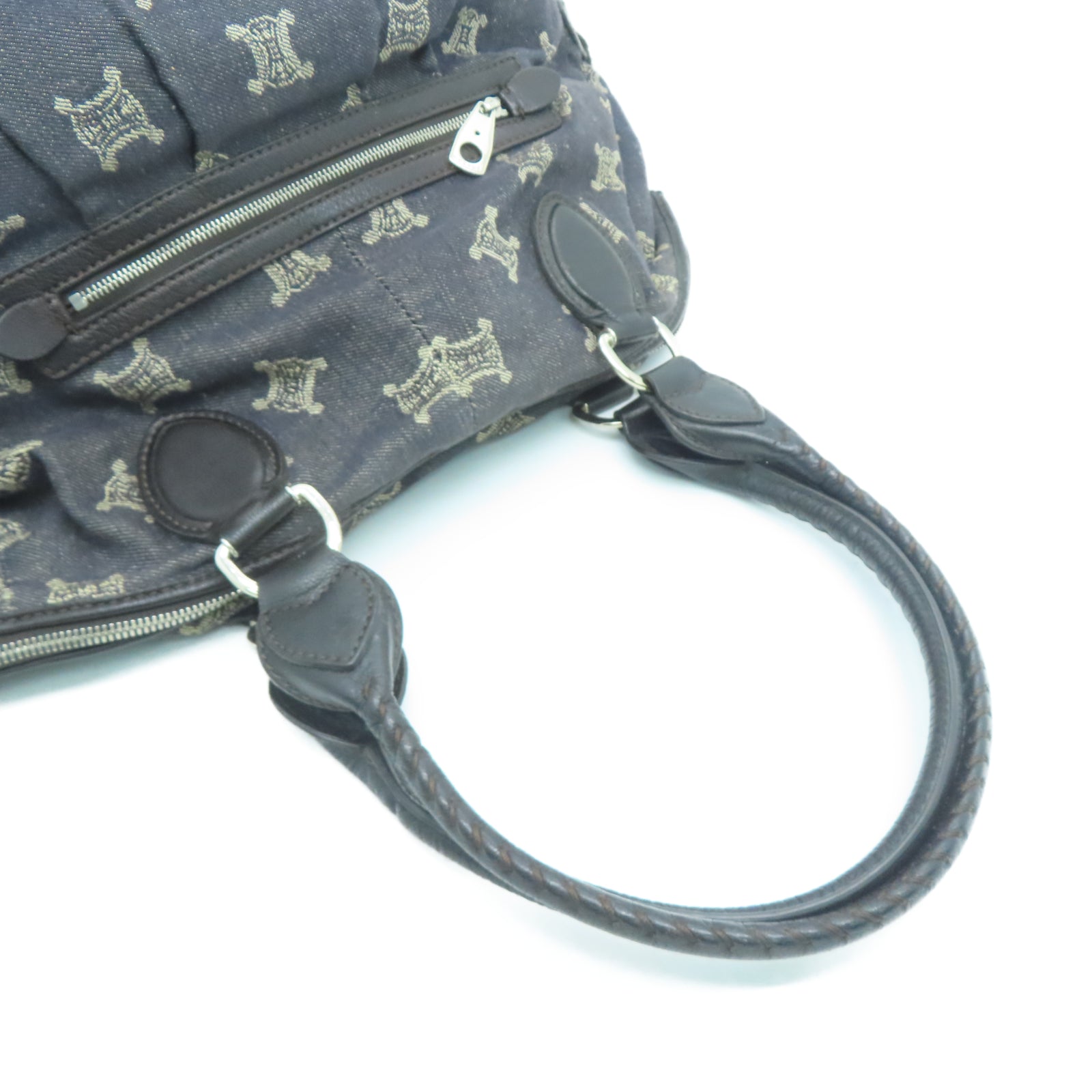 CELINE 帆布Shoulder Bag银扣肩背袋黑色