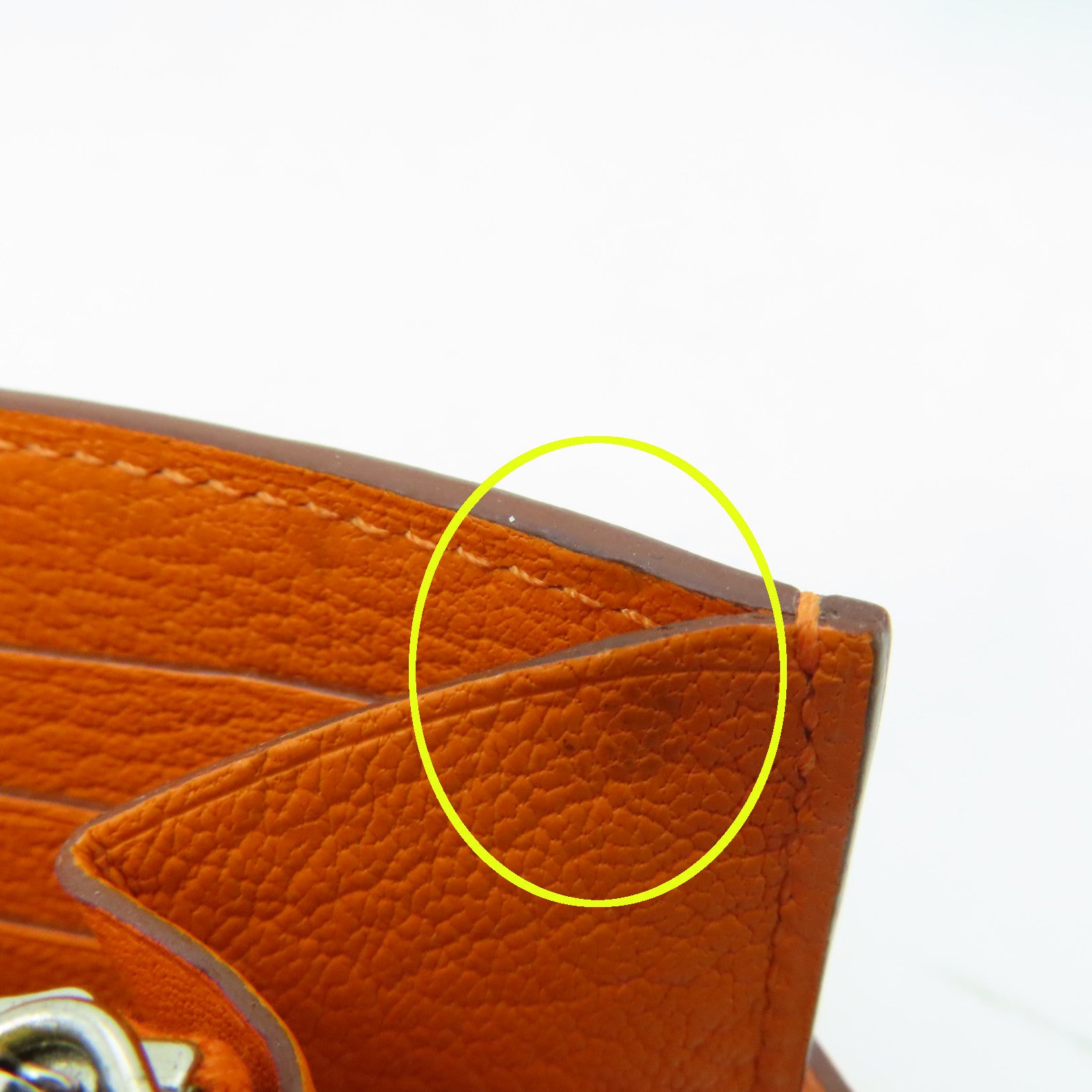 HERMES Chevre皮革Kelly Wallet銀扣長錢包橙色
