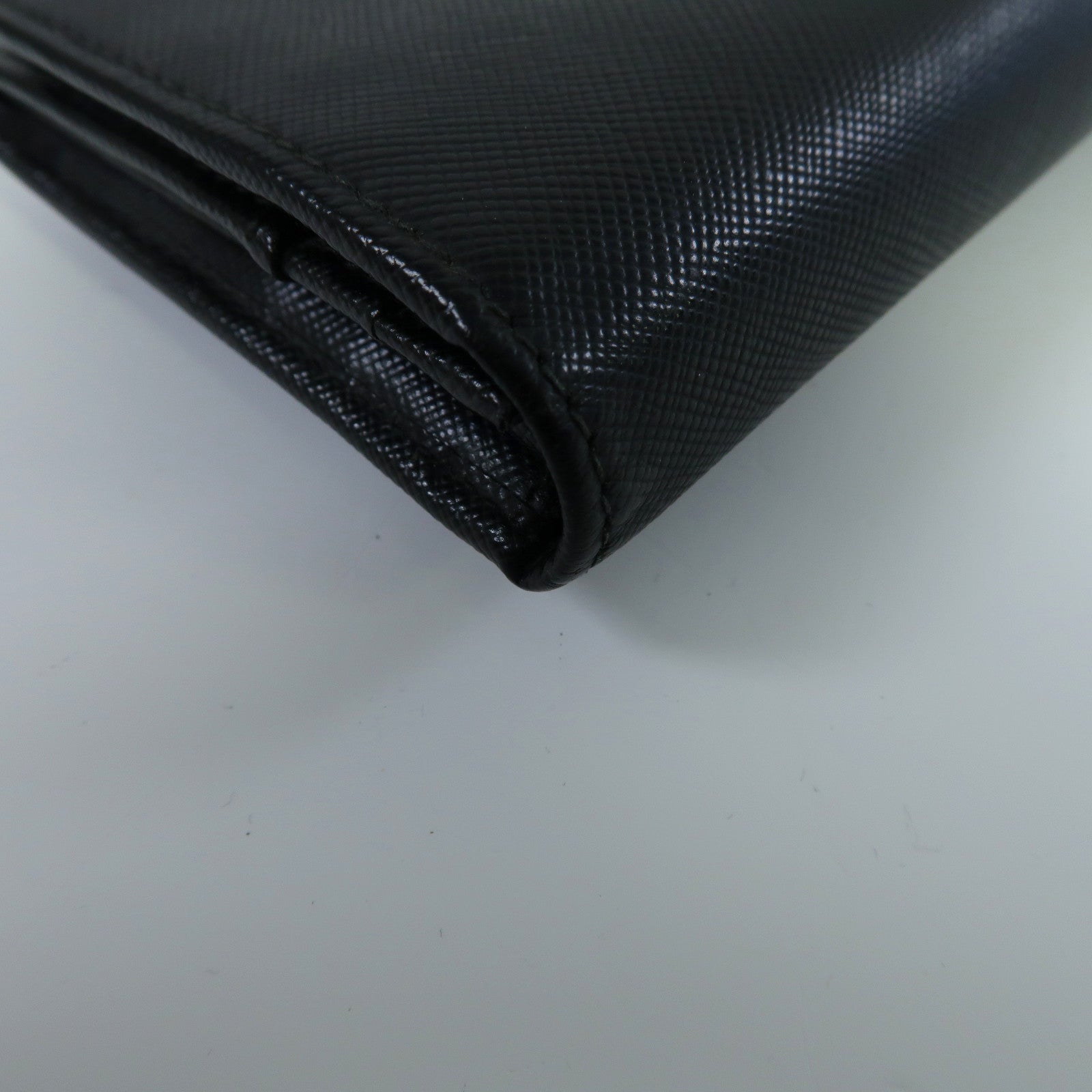PRADA Saffiano皮革Long Wallet金扣長錢包黑色
