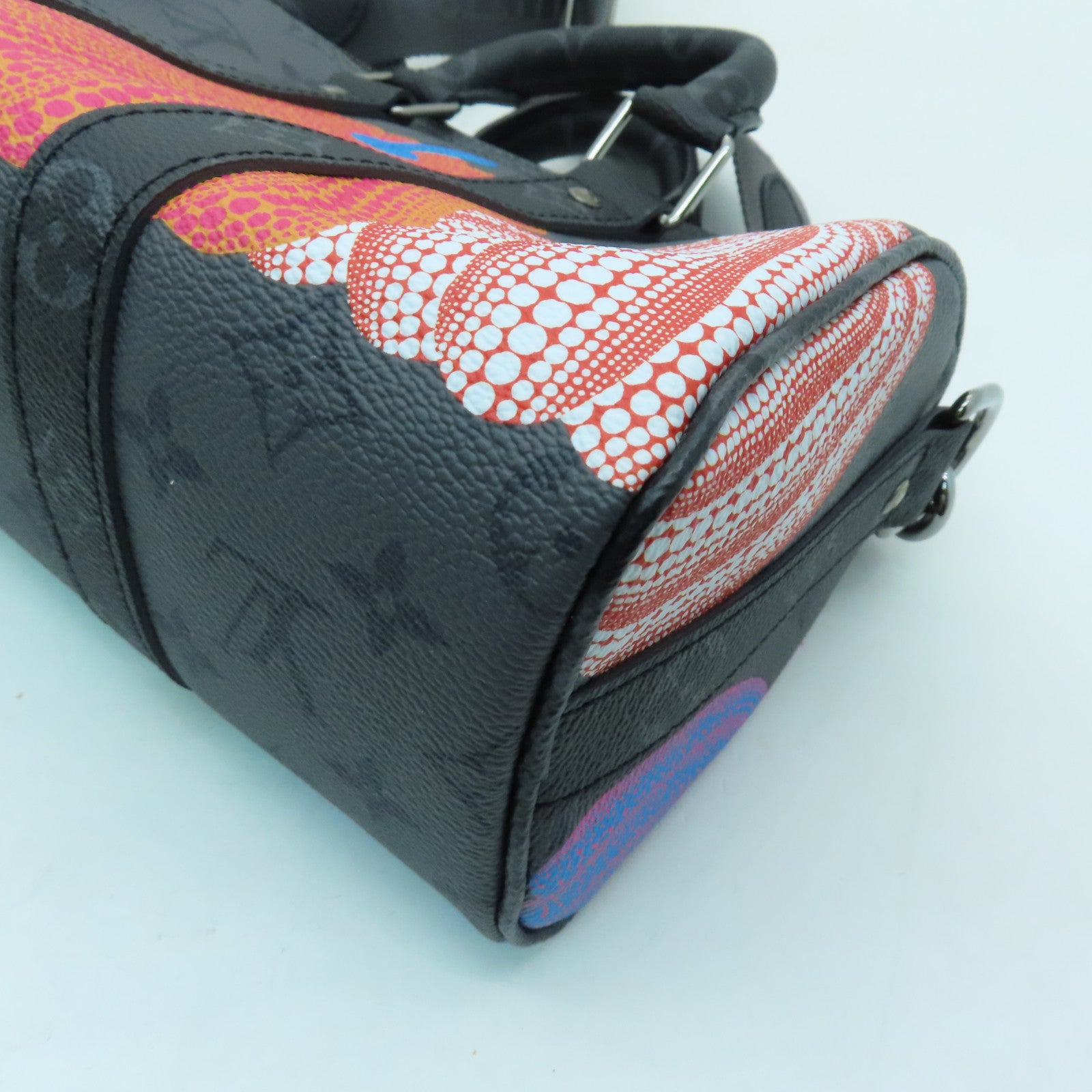 LOUIS VUITTON Monogram Eclipse YK Keepall 25银扣手挽肩背两用袋灰色/多色