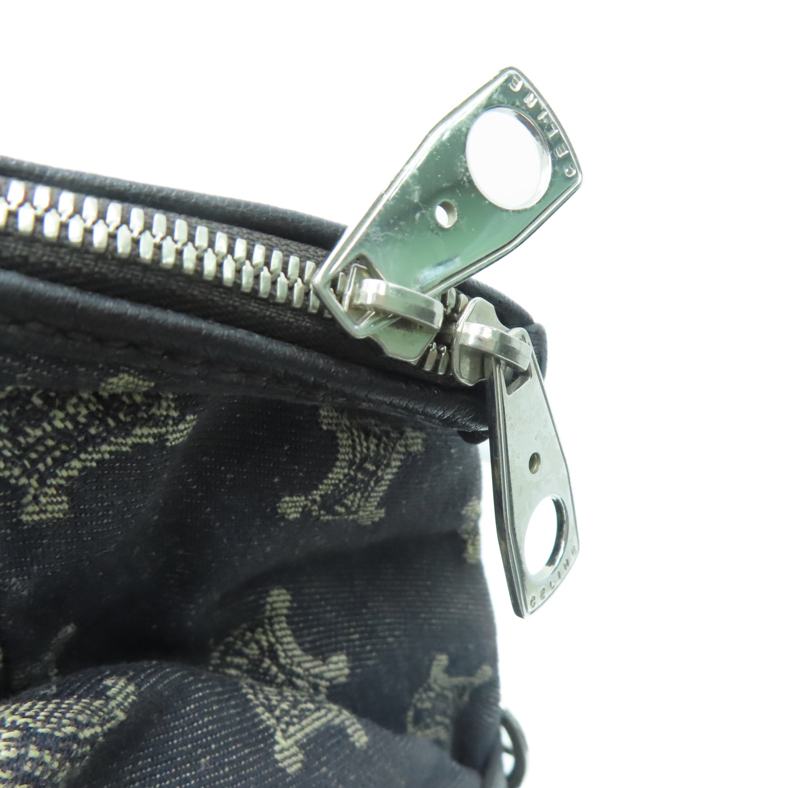 CELINE 帆布Shoulder Bag银扣肩背袋黑色