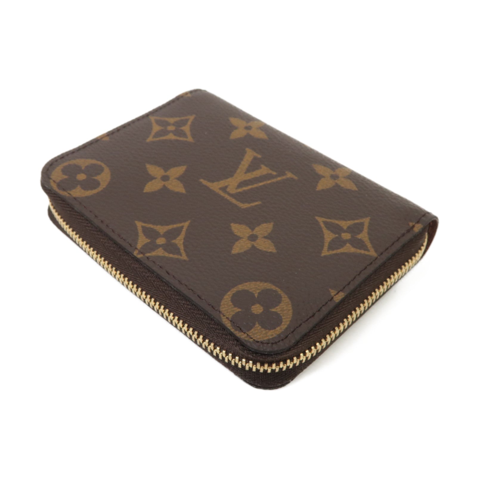 LOUIS VUITTON Monogram Zippy Coin Case金扣零錢包棕色