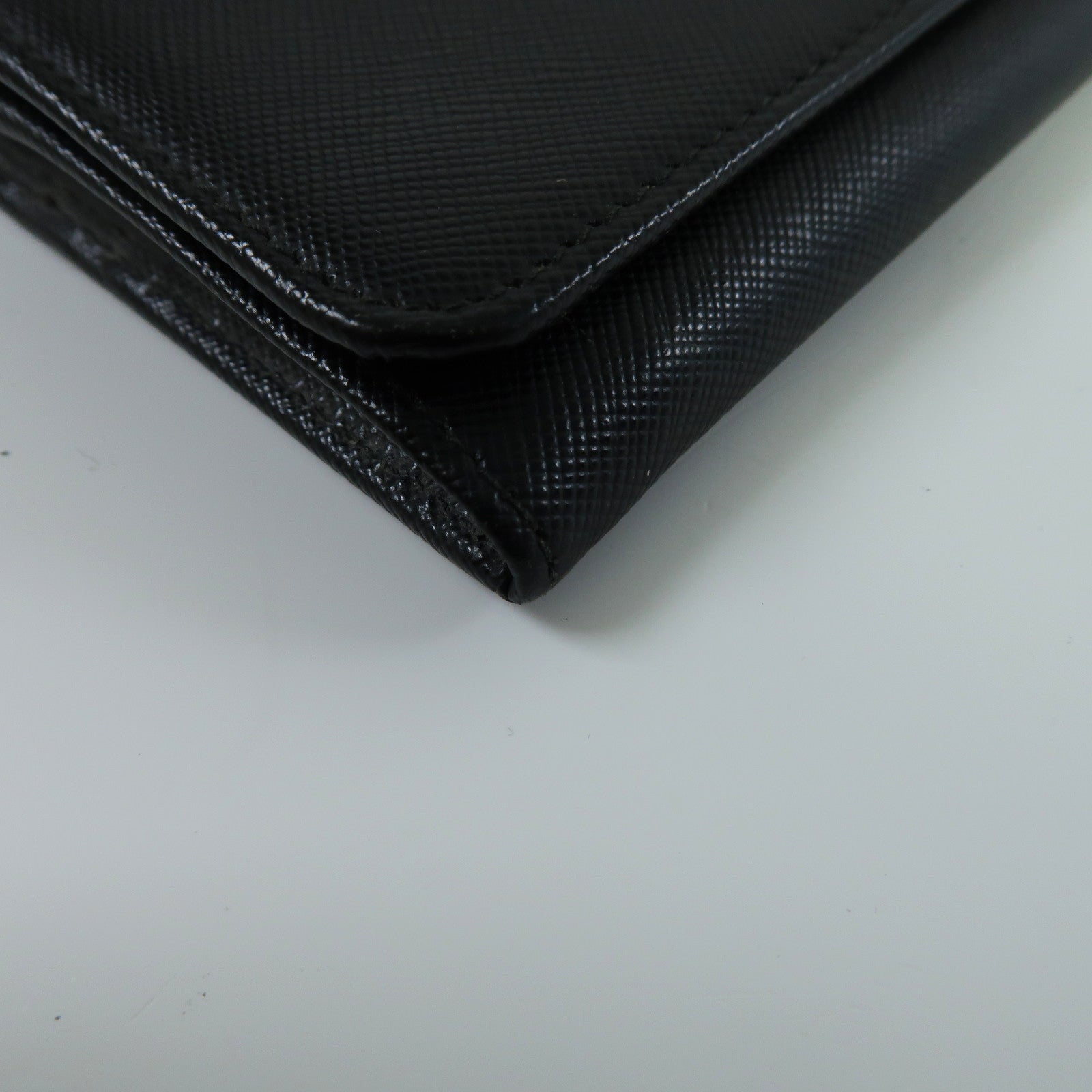 PRADA Saffiano皮革Long Wallet金扣長錢包黑色