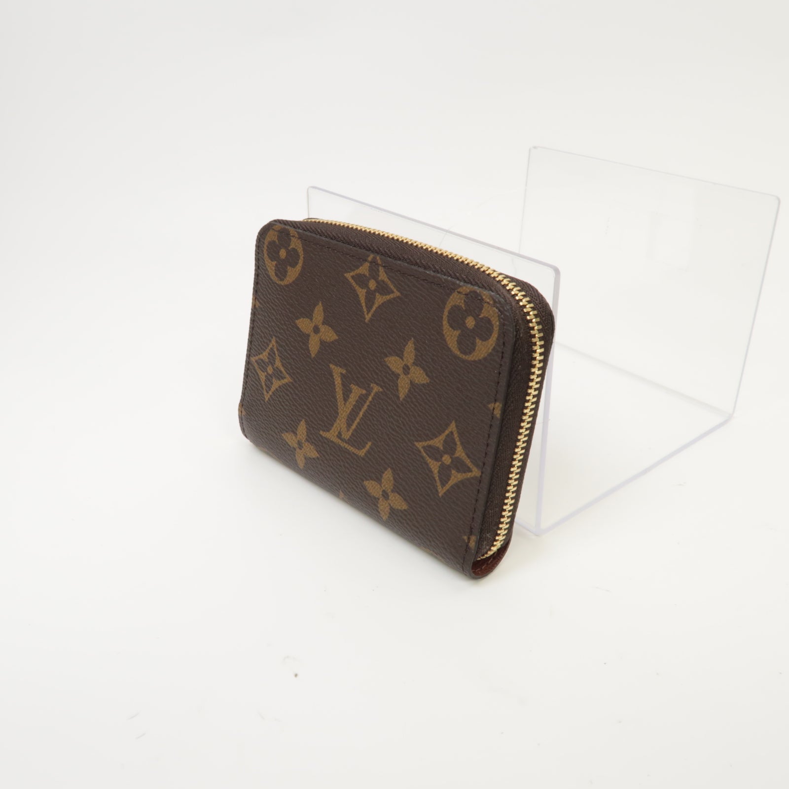 LOUIS VUITTON Monogram Zippy Coin Case金扣零錢包棕色