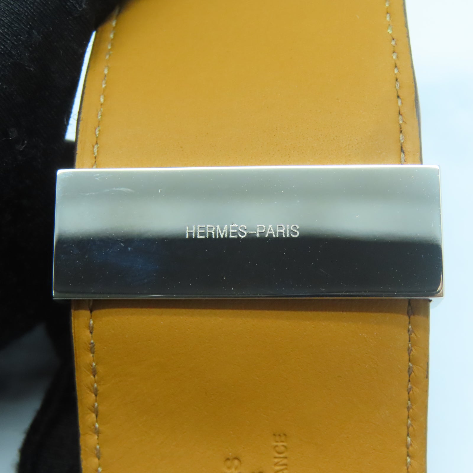HERMES Epsom皮革/金属CDC Bracelet銀扣手鐲Violet紫色