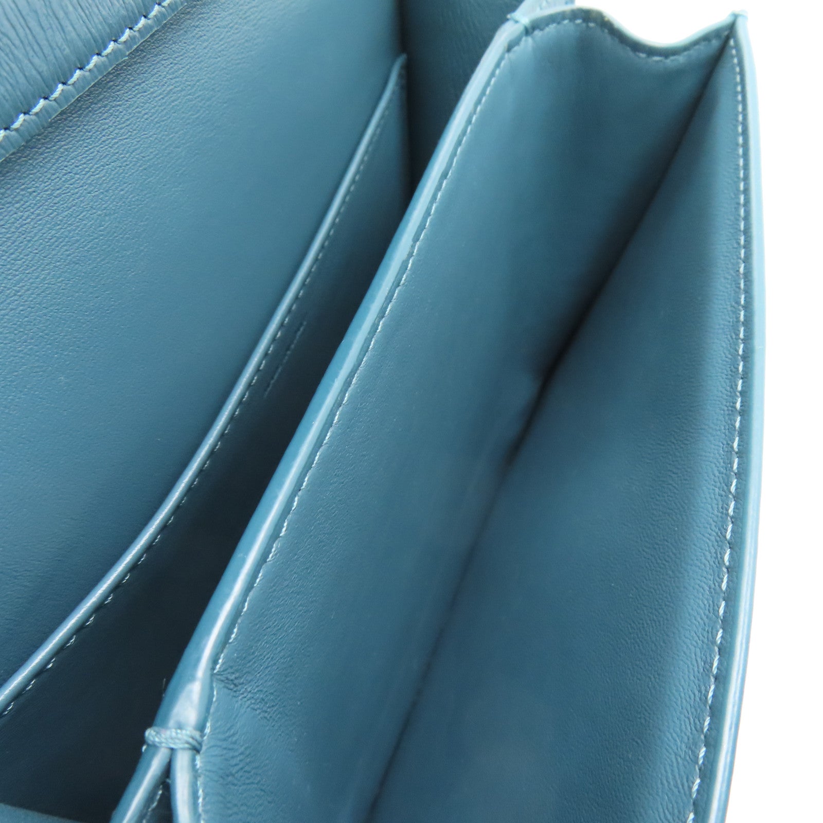 CELINE 牛皮皮革Classic Box金扣肩背袋藍綠色