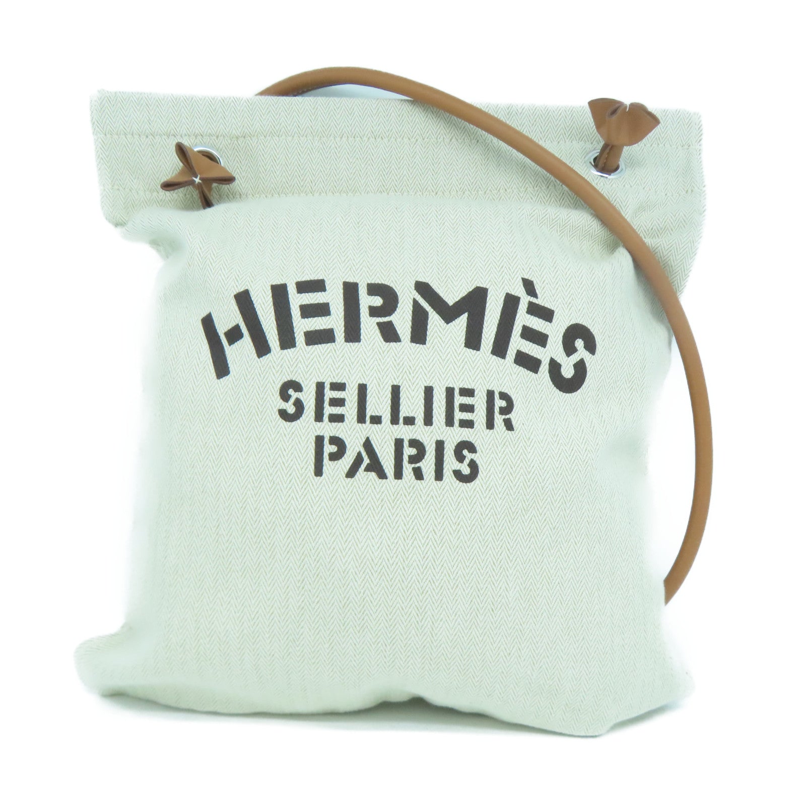 HERMES 帆布Aline銀扣肩背袋米色