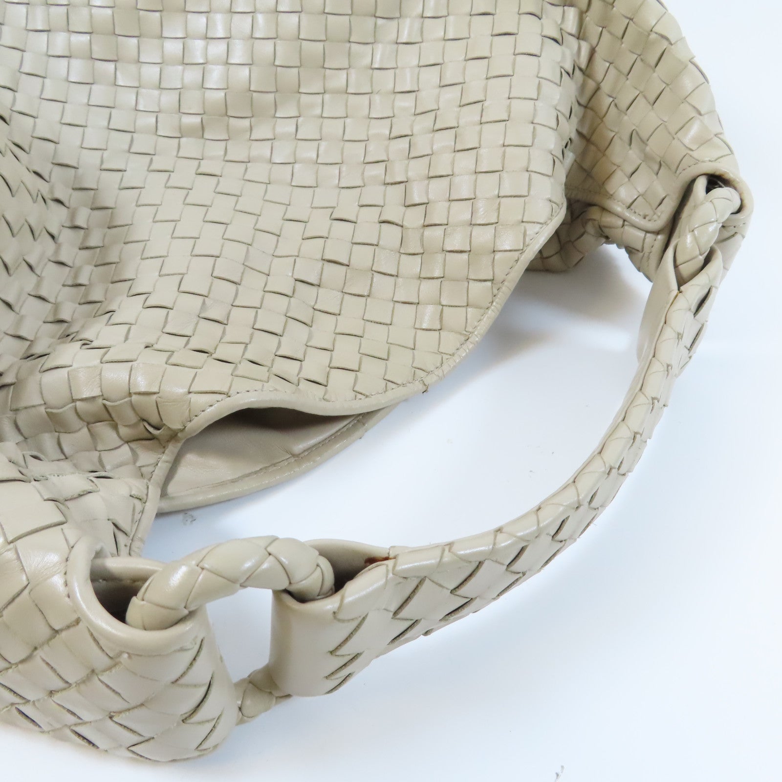 BOTTEGA VENETA 織紋牛皮皮革Shoulder Bag銀扣肩背袋米色