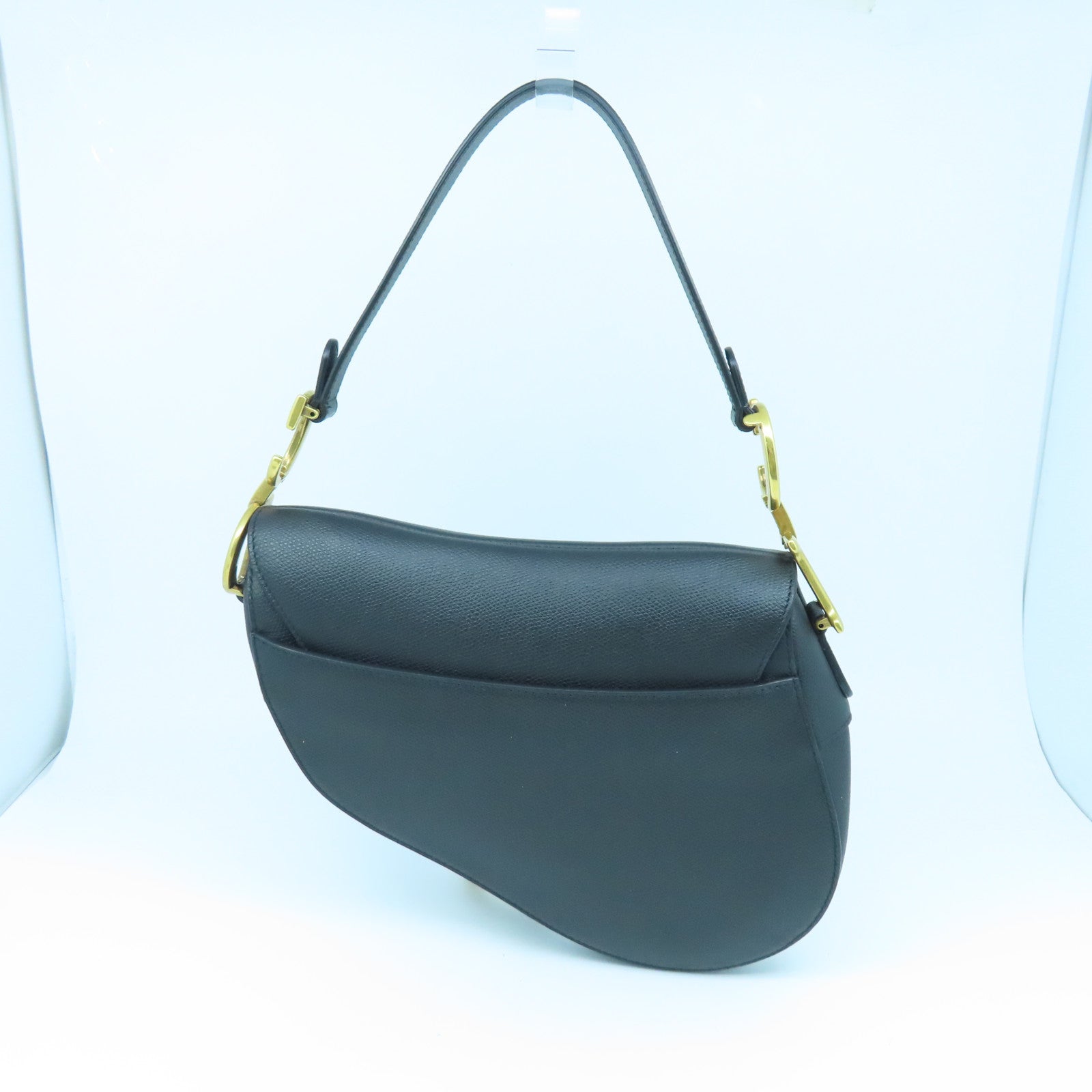 Dior 牛皮皮革Saddle Bag金扣手挽袋黑色