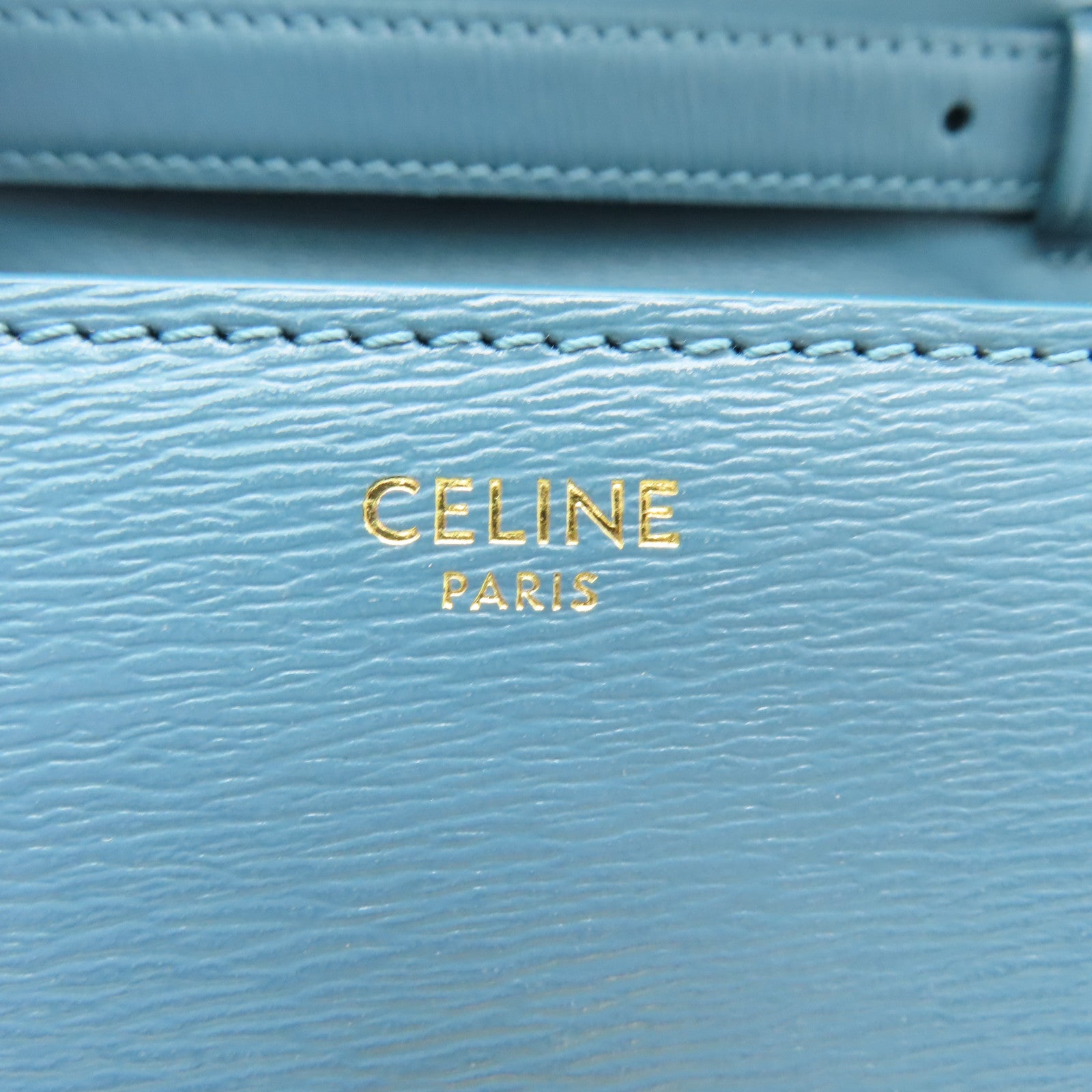 CELINE 牛皮皮革Classic Box金扣肩背袋藍綠色