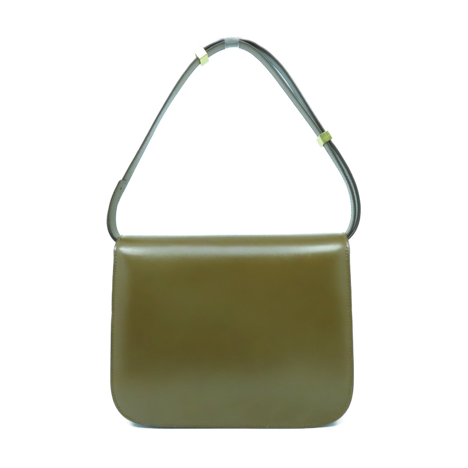CELINE 牛皮皮革Medium Classic Box金扣肩背袋駱駝色