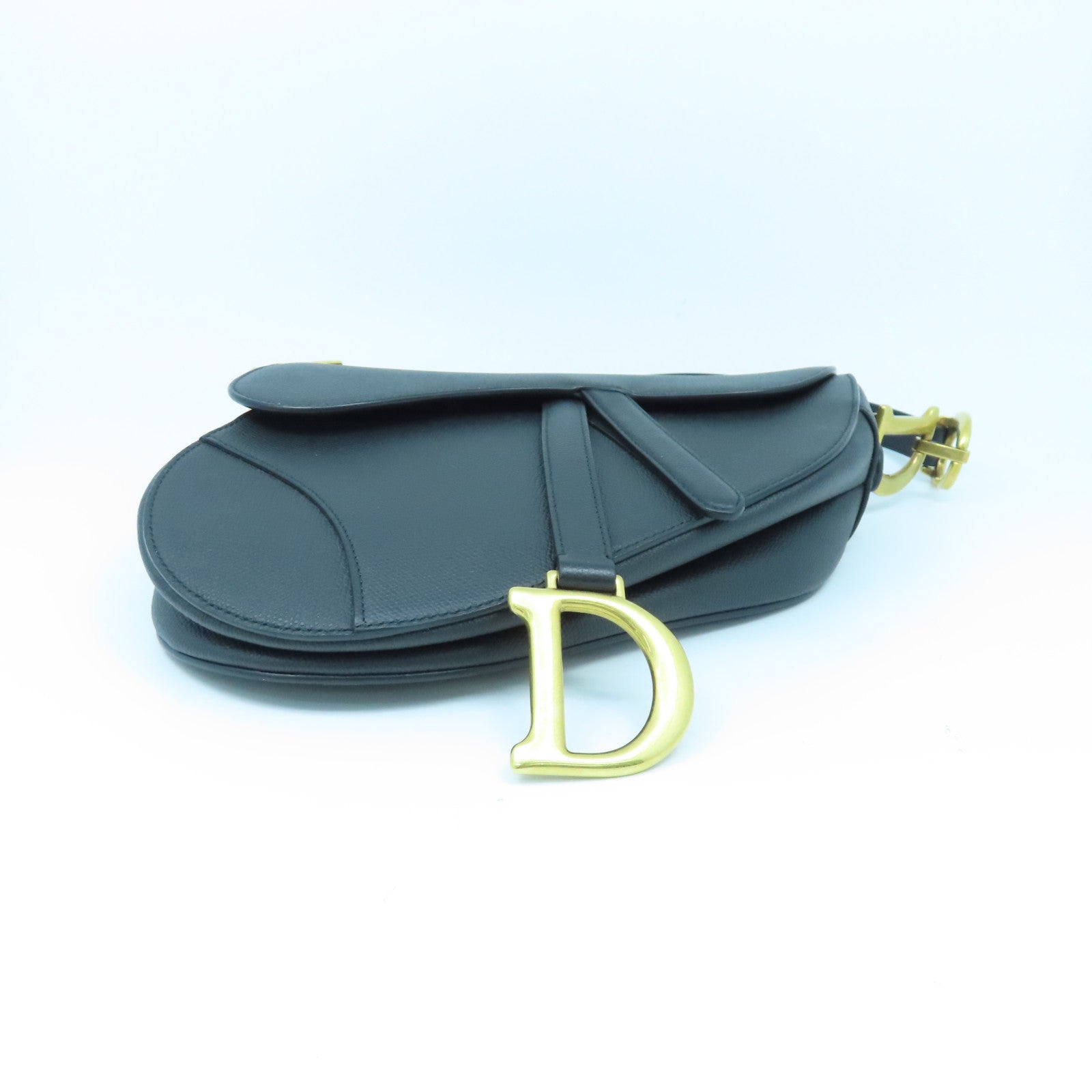 Dior 牛皮皮革Saddle Bag金扣手挽袋黑色