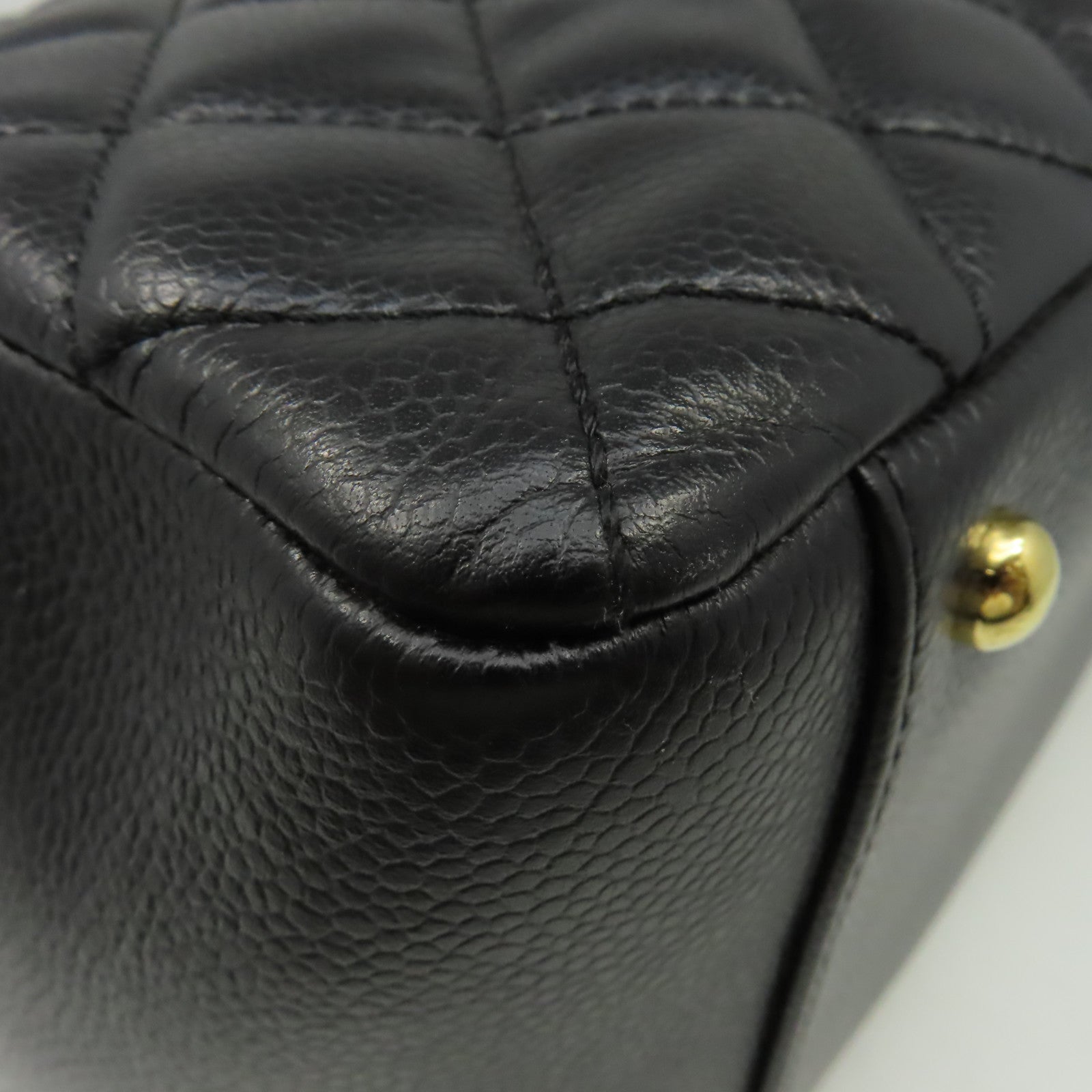 CHANEL 菱格Caviar皮革GST Chain Shoulder Bag金扣鏈帶肩背袋黑色