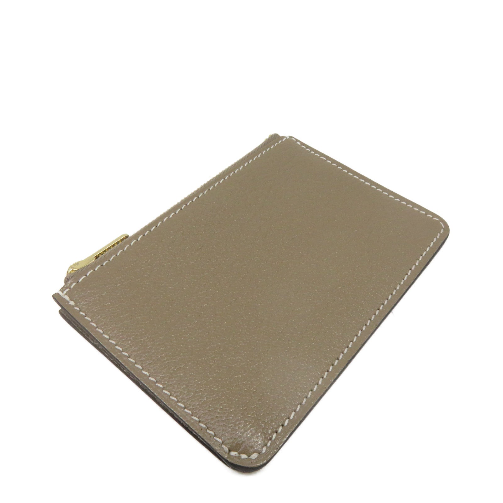 HERMES Chevre皮革金扣Roulis slim wallet钱包啡色