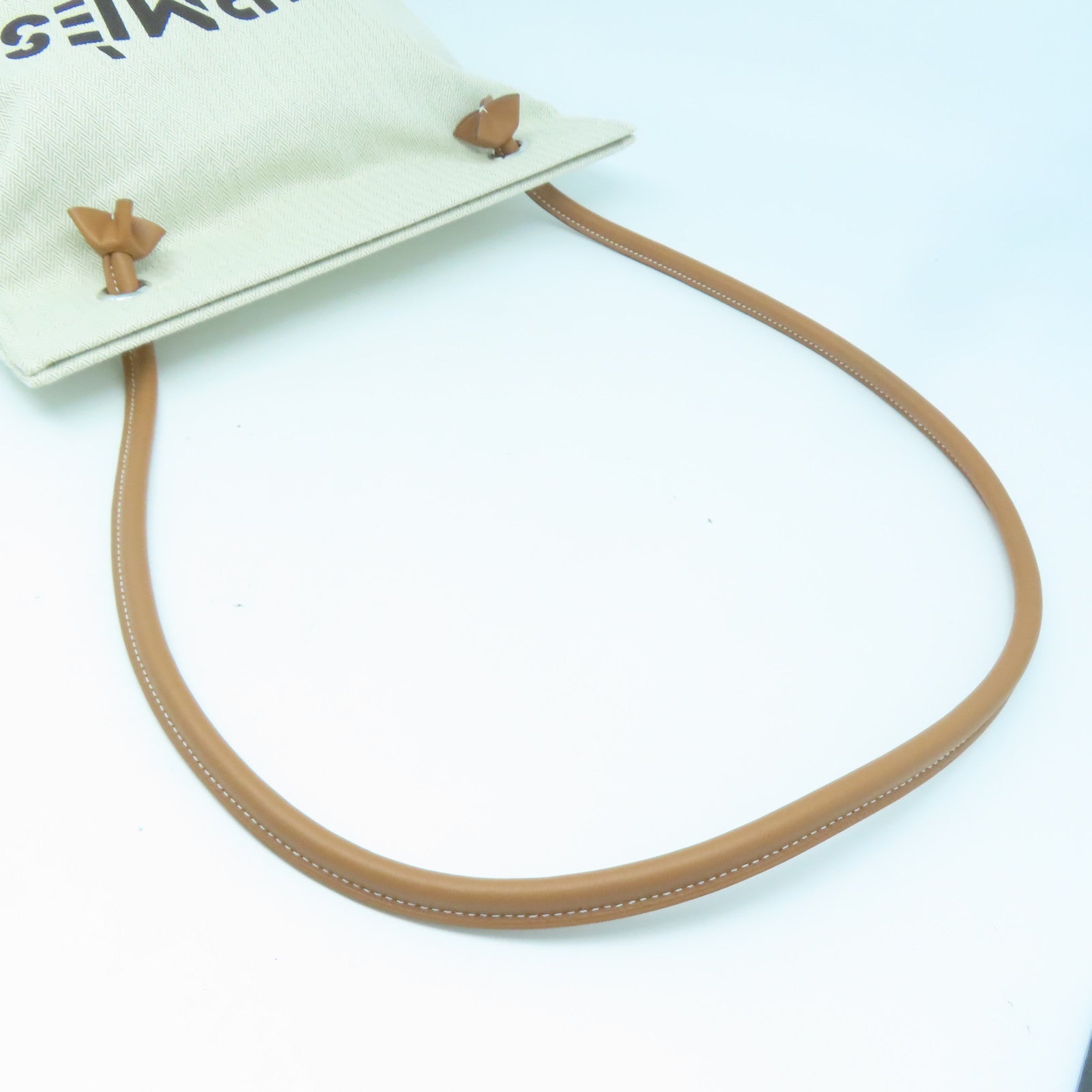 HERMES 帆布Aline銀扣肩背袋米色