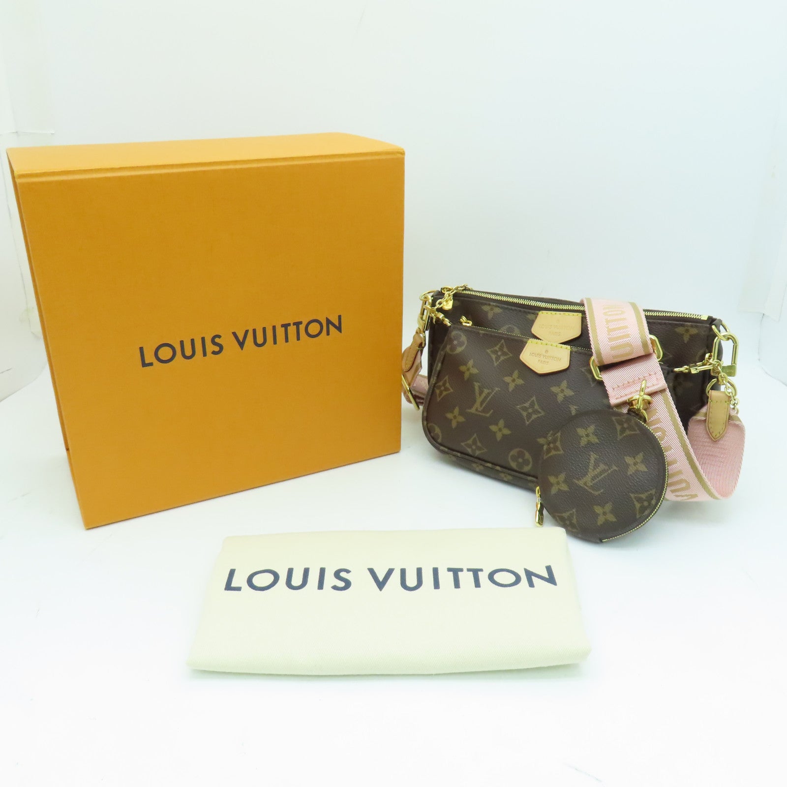 LOUIS VUITTON Monogram Multi Pochette Accessoires金扣肩背袋啡色