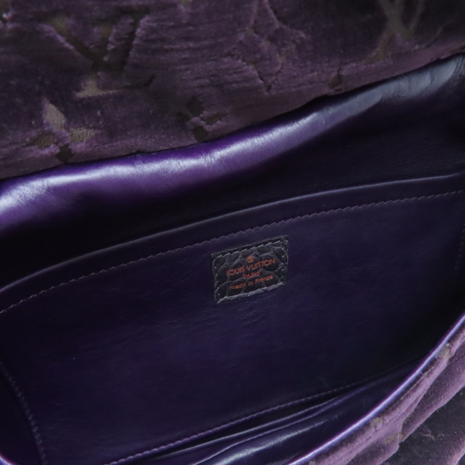 LOUIS VUITTON [Sharp discount] velvet / crocodile / ostrich leather Llyde Mon Shoulder gold buckle shoulder bag purple