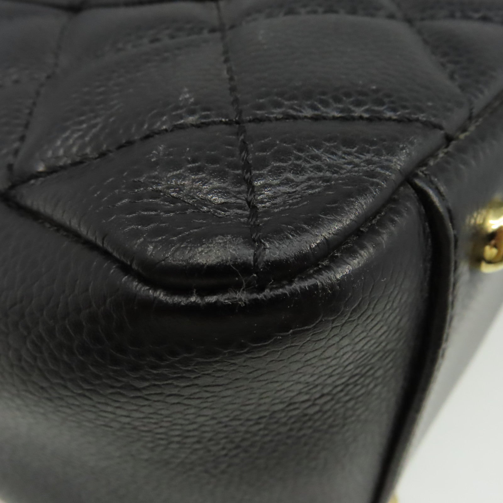 CHANEL 菱格Caviar皮革GST Chain Shoulder Bag金扣鏈帶肩背袋黑色